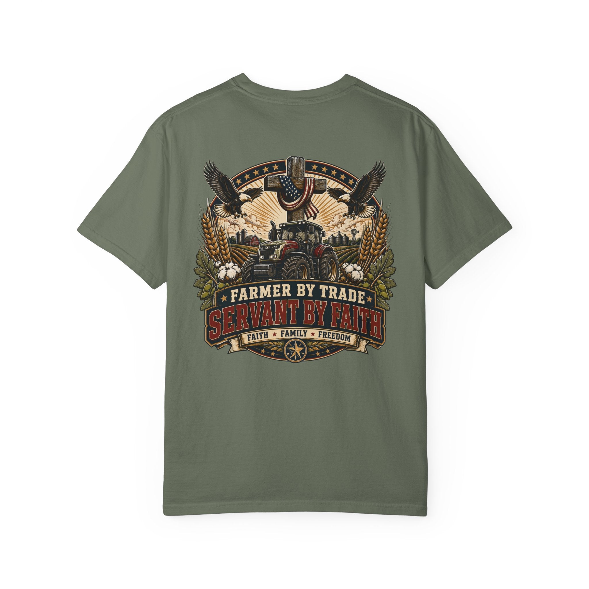 Farmer By Trade Servant By Faith T-Shirt