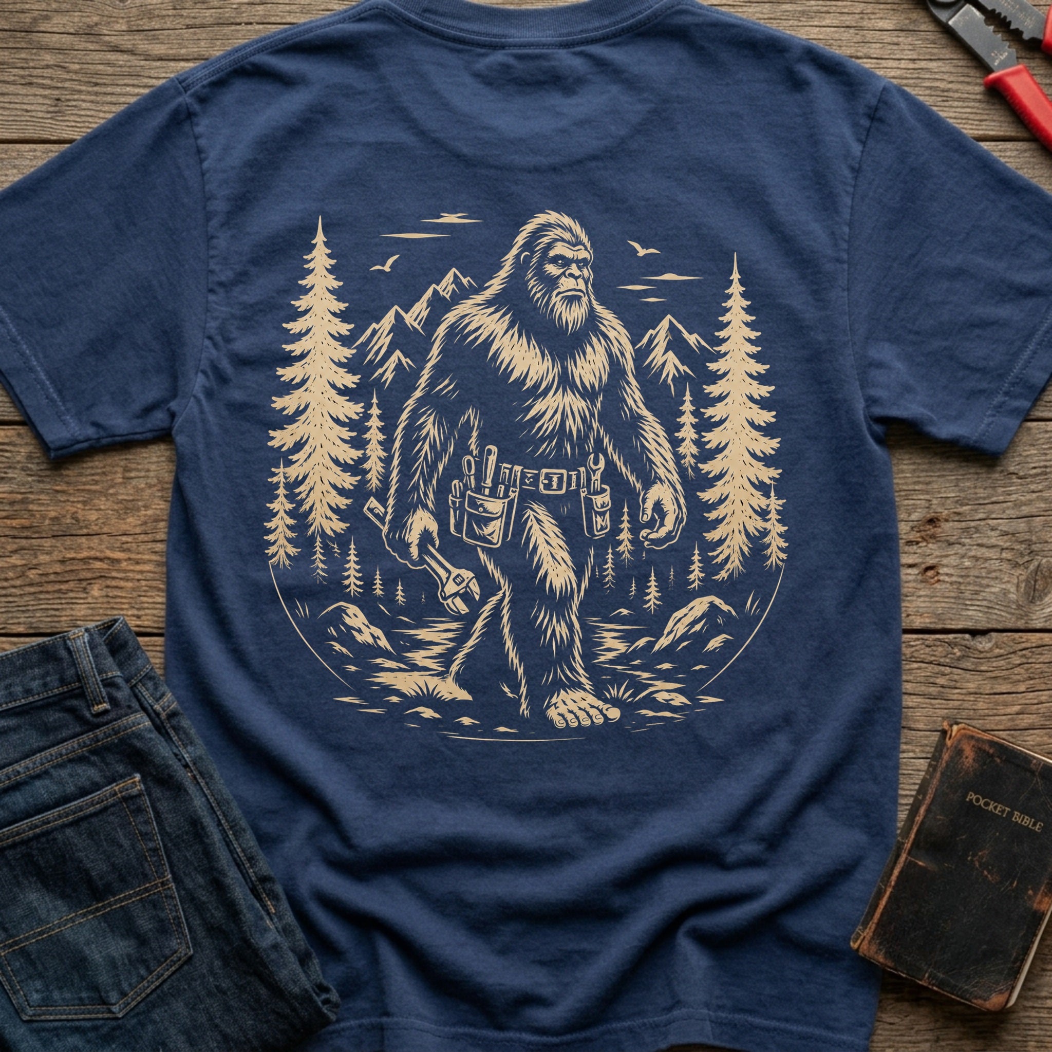 CrossGritOS|asset=6|template=2|color=Navy|view=back|file=Bigfoot-Electrician-T-Shirt-6a4d3ed23fcdce69cd0adc74-printify-art-1-2_Navy_back_template-2.jpg