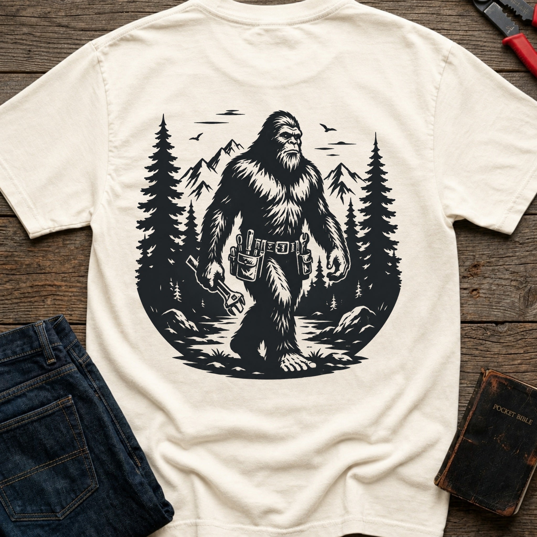 CrossGritOS|asset=6|template=3|color=Ivory|view=back|file=Bigfoot-Electrician-T-Shirt-6a4d3ed23fcdce69cd0adc74-printify-art-2-2_Ivory_back_template-3.jpg