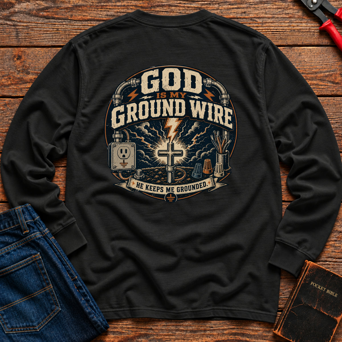 God Is My Ground Wire Long Sleeve T-Shirt