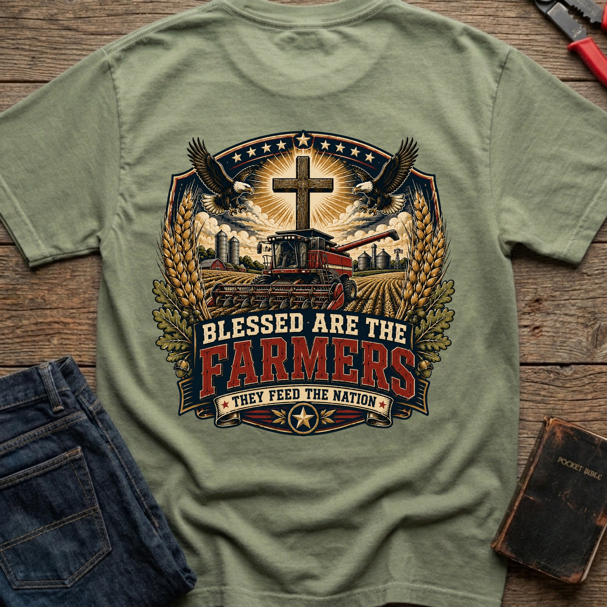 CrossGritOS|asset=68|template=5|color=Moss|view=back|file=Blessed-Are-The-Farmers-T-Shirt-6a4ffdbf6dfed496800ad161-printify-art-1-2_Moss_back_template-5.jpg