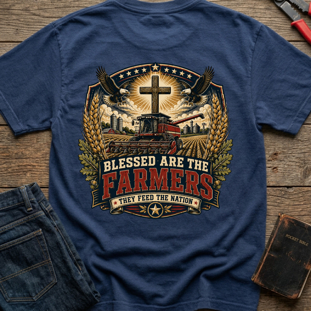 CrossGritOS|asset=68|template=2|color=Navy|view=back|file=Blessed-Are-The-Farmers-T-Shirt-6a4ffdbf6dfed496800ad161-printify-art-1-2_Navy_back_template-2.jpg