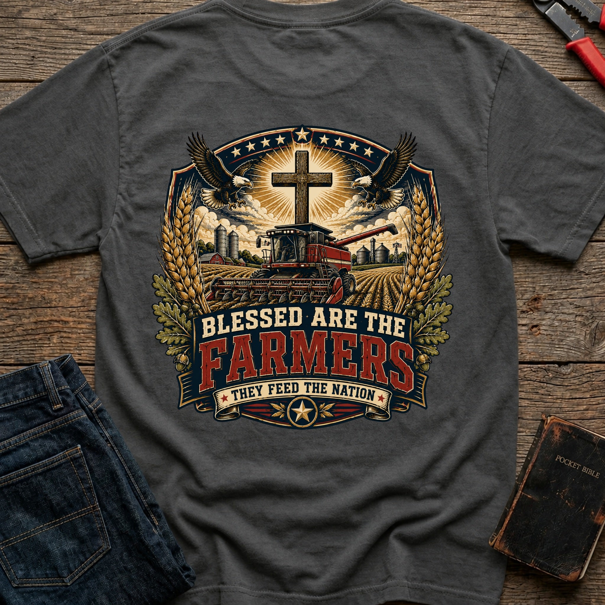 CrossGritOS|asset=68|template=1|color=Pepper|view=back|file=Blessed-Are-The-Farmers-T-Shirt-6a4ffdbf6dfed496800ad161-printify-art-1-2_Pepper_back_template-1.jpg