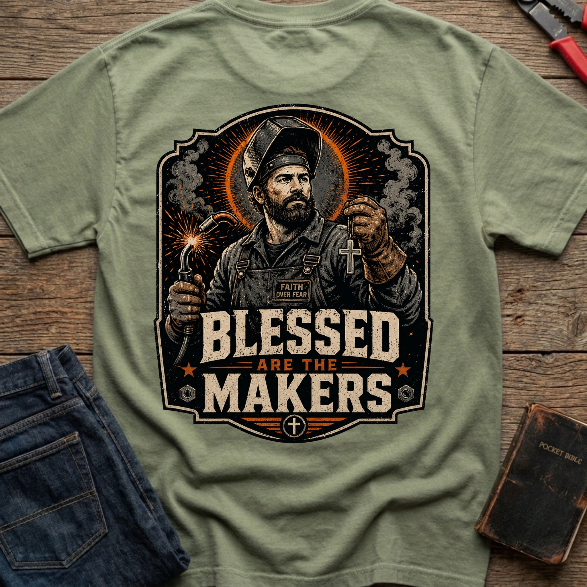 CrossGritOS|asset=82|template=5|color=Moss|view=back|file=Blessed-Are-The-Makers-T-Shirt-6a4fe0c1435f537ab70d2fba-printify-art-1-2_Moss_back_template-5.jpg