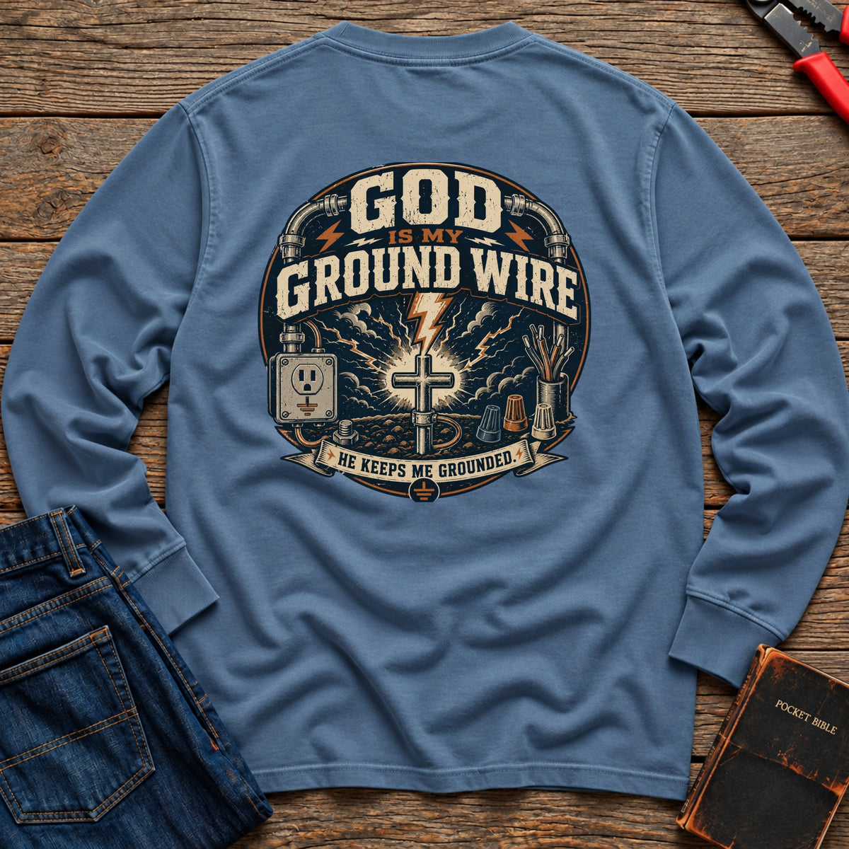 God Is My Ground Wire Long Sleeve T-Shirt
