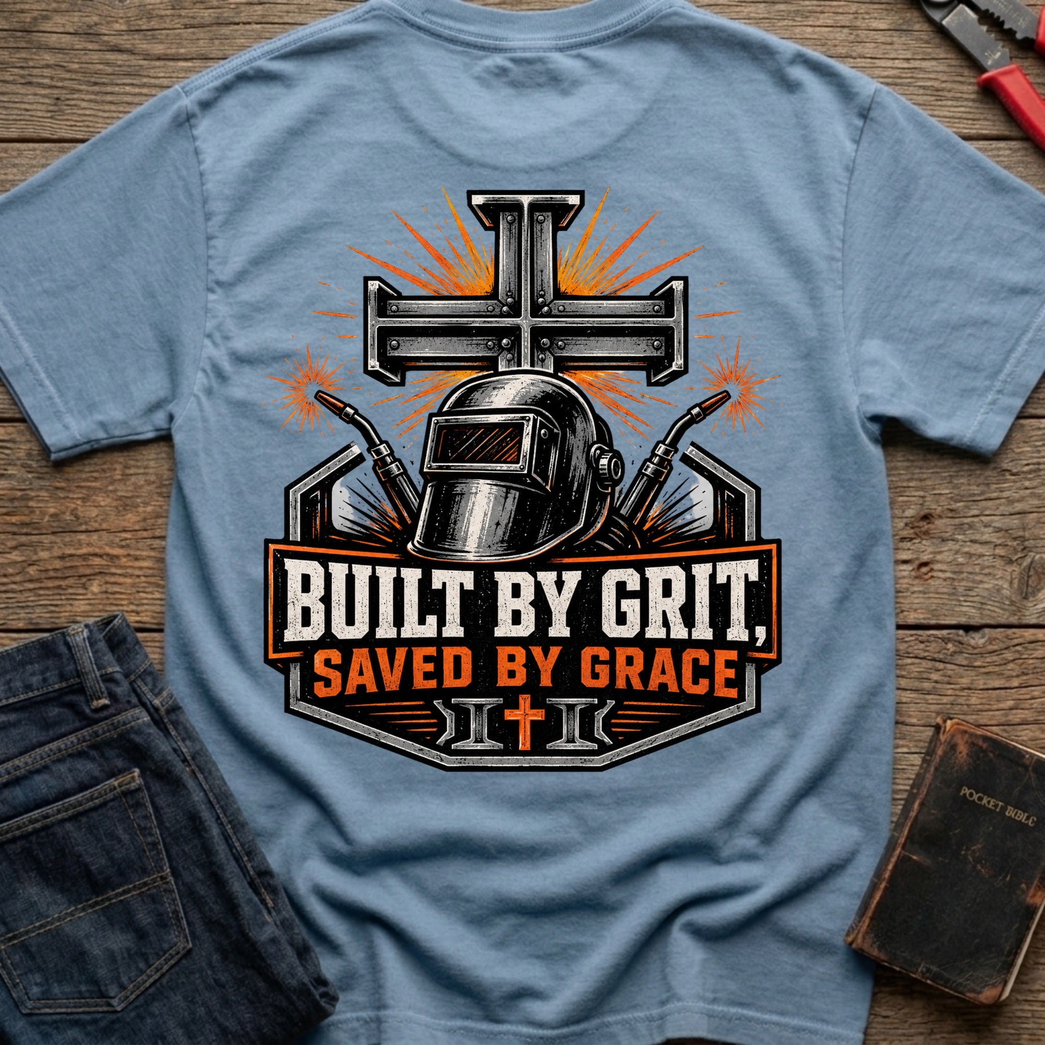 CrossGritOS|asset=81|template=6|color=Blue Jean|view=back|file=Built-By-Grit-Saved-By-Faith-T-Shirt-6a4fe17dd14261016404fb5f-printify-art-1-2_Blue-Jean_back_template-6.jpg