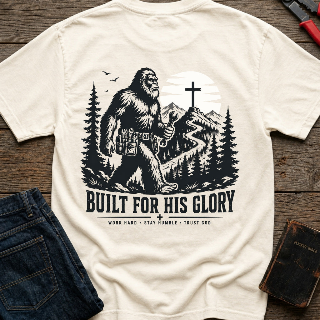 CrossGritOS|asset=84|template=3|color=Ivory|view=back|file=Built-For-His-Glory-Bigfoot-T-Shirt-6a4d3d933fcdce69cd0adb77-printify-art-2-2_Ivory_back_template-3.jpg
