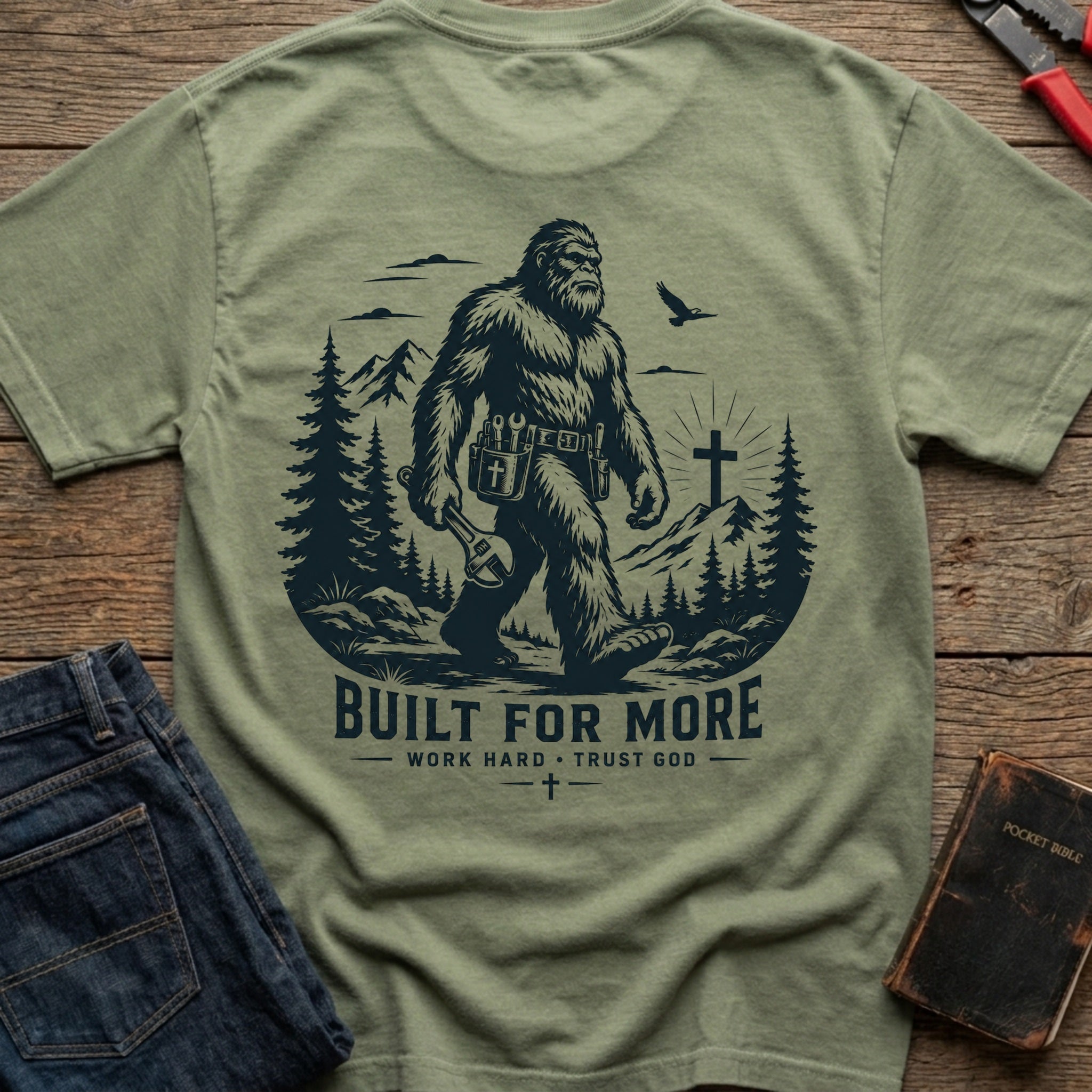 CrossGritOS|asset=85|template=5|color=Moss|view=back|file=Built-For-More-Bigfoot-T-Shirt-6a4d3d203fcdce69cd0adb46-printify-art-2-2_Moss_back_template-5.jpg