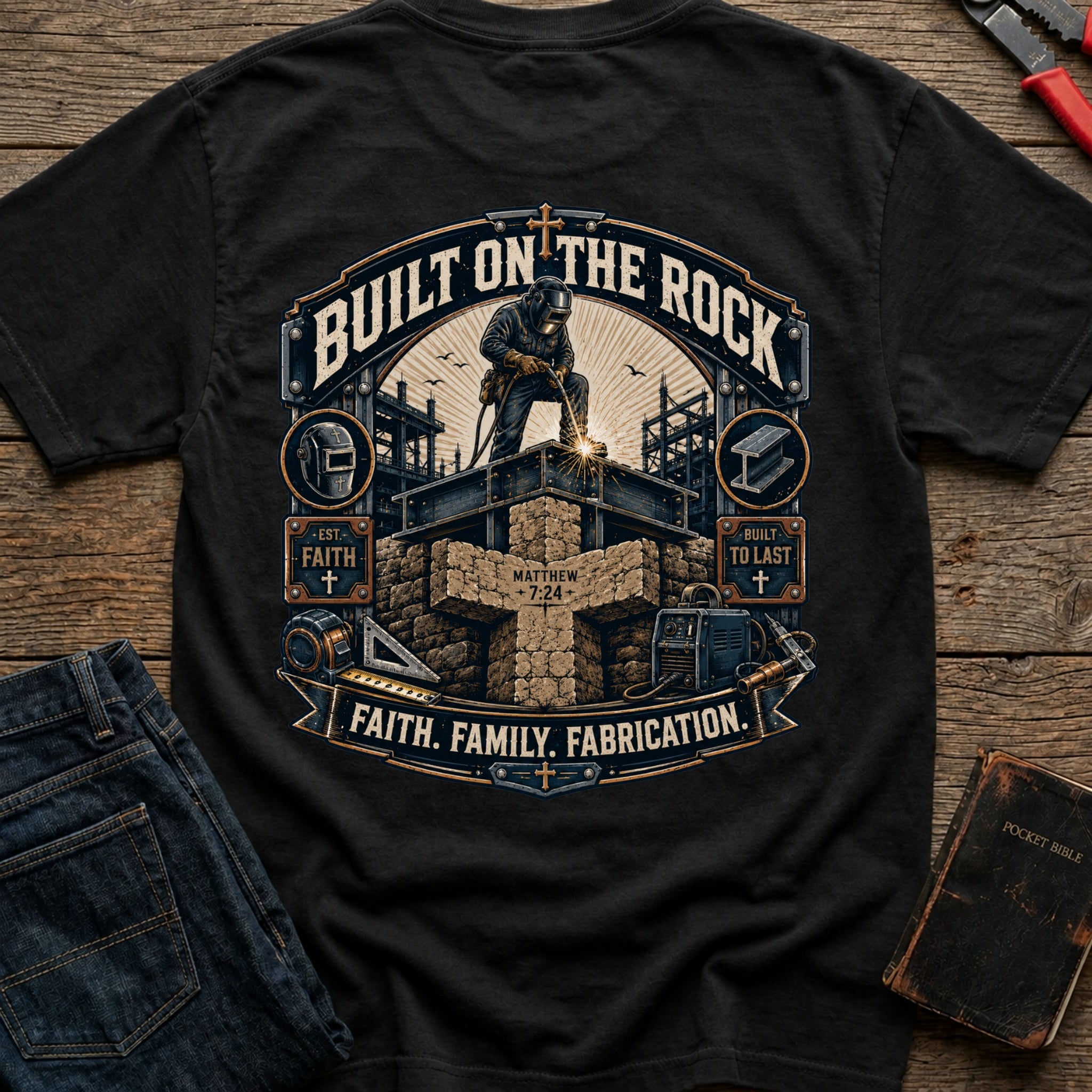 CrossGritOS|asset=80|template=4|color=Black|view=back|file=Built-On-The-Rock-T-Shirt-6a4fe1f06e3824081a05d359-printify-art-1-2_Black_back_template-4.jpg