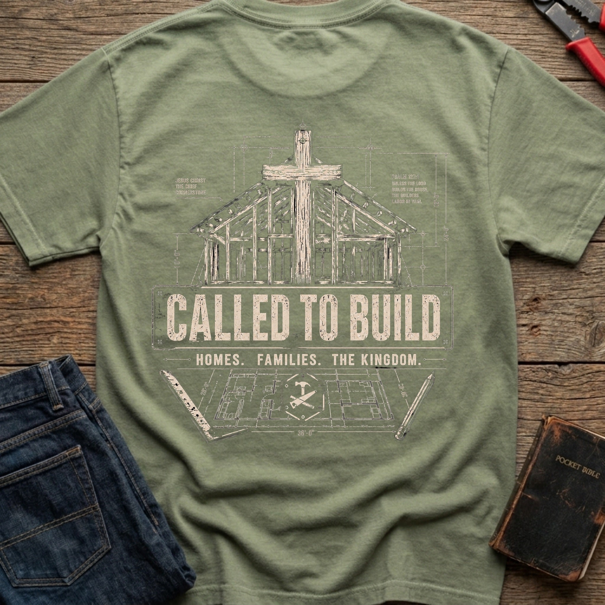 CrossGritOS|asset=14|template=5|color=Moss|view=back|file=Called-To-Build-T-Shirt-6a58086a236709fd440efe5e-printify-art-1-2_Moss_back_template-5.jpg