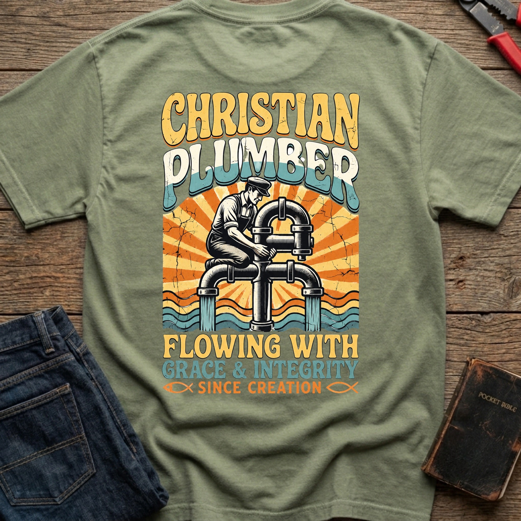 CrossGritOS|asset=32|template=5|color=Moss|view=back|file=Christian-Plumber-T-Shirt-6a56b5d8b7b40dcd7101a9b9-printify-art-1-2_Moss_back_template-5.jpg