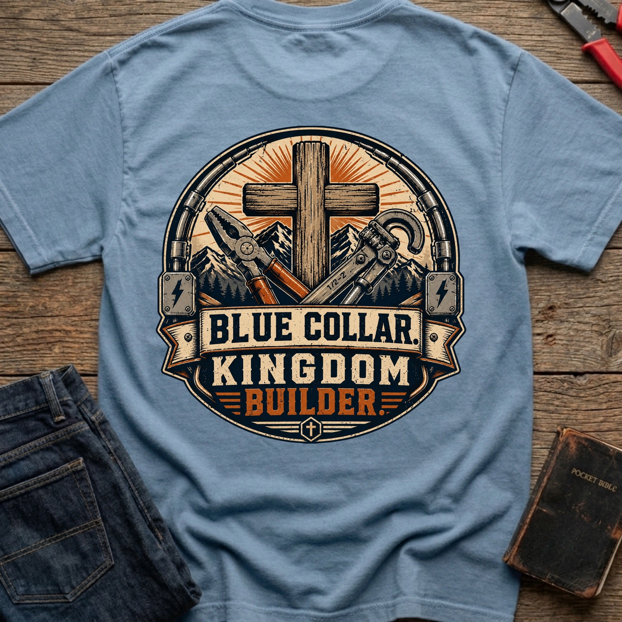 CrossGritOS|asset=108|template=6|color=Blue Jean|view=back|file=Cross-Grit---Blue-Collar-Kingdom-Builder-Comfort-Colors-1717-T-Shirt-6a4c1648e6630c226f07a417-printify-art-1_Blue-Jean_back_template-6.jpg