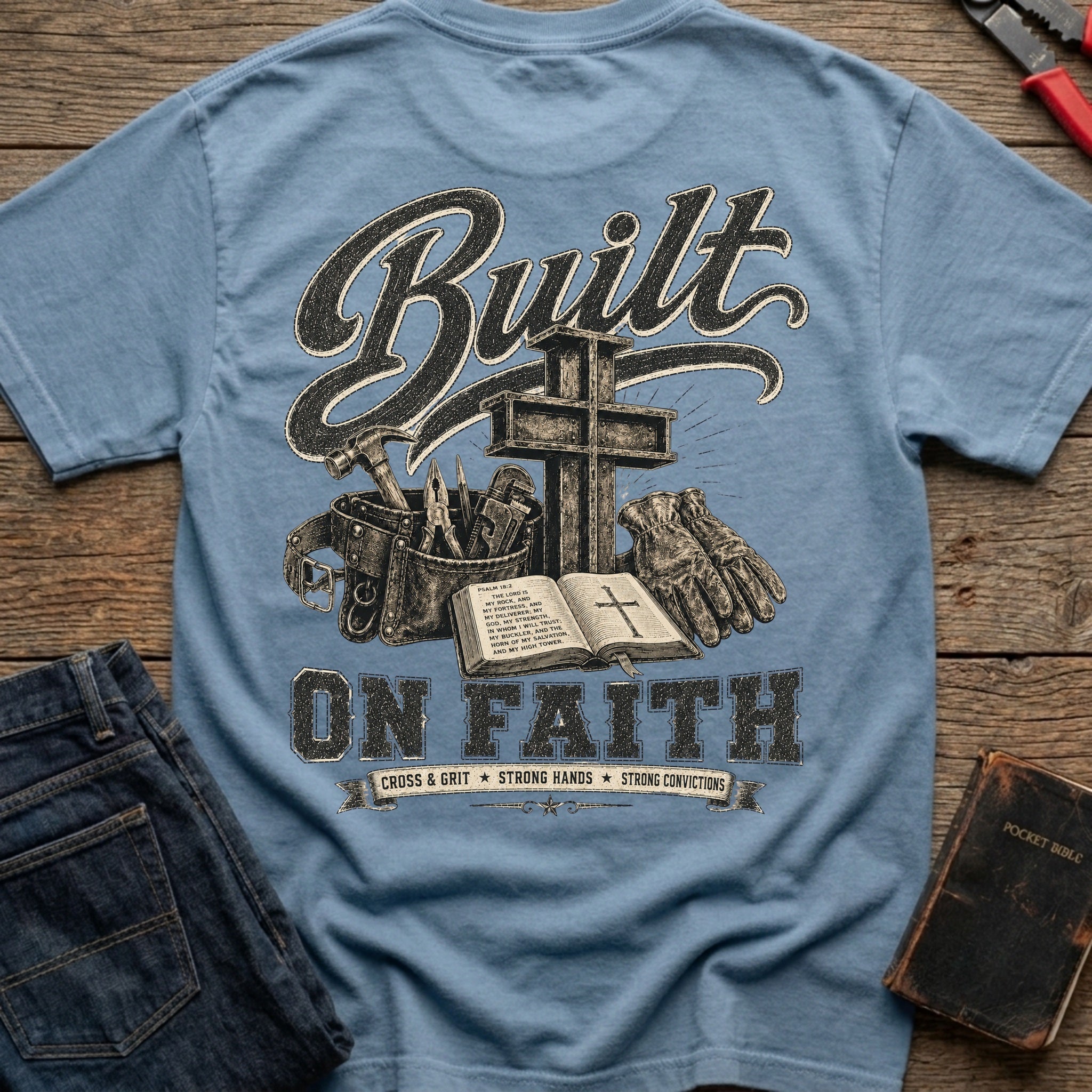 CrossGritOS|asset=21|template=6|color=Blue Jean|view=back|file=Cross-Grit-Built-On-Faith-T-Shirt-6a57d0d3c0746f919306573c-printify-art-1-2_Blue-Jean_back_template-6.jpg