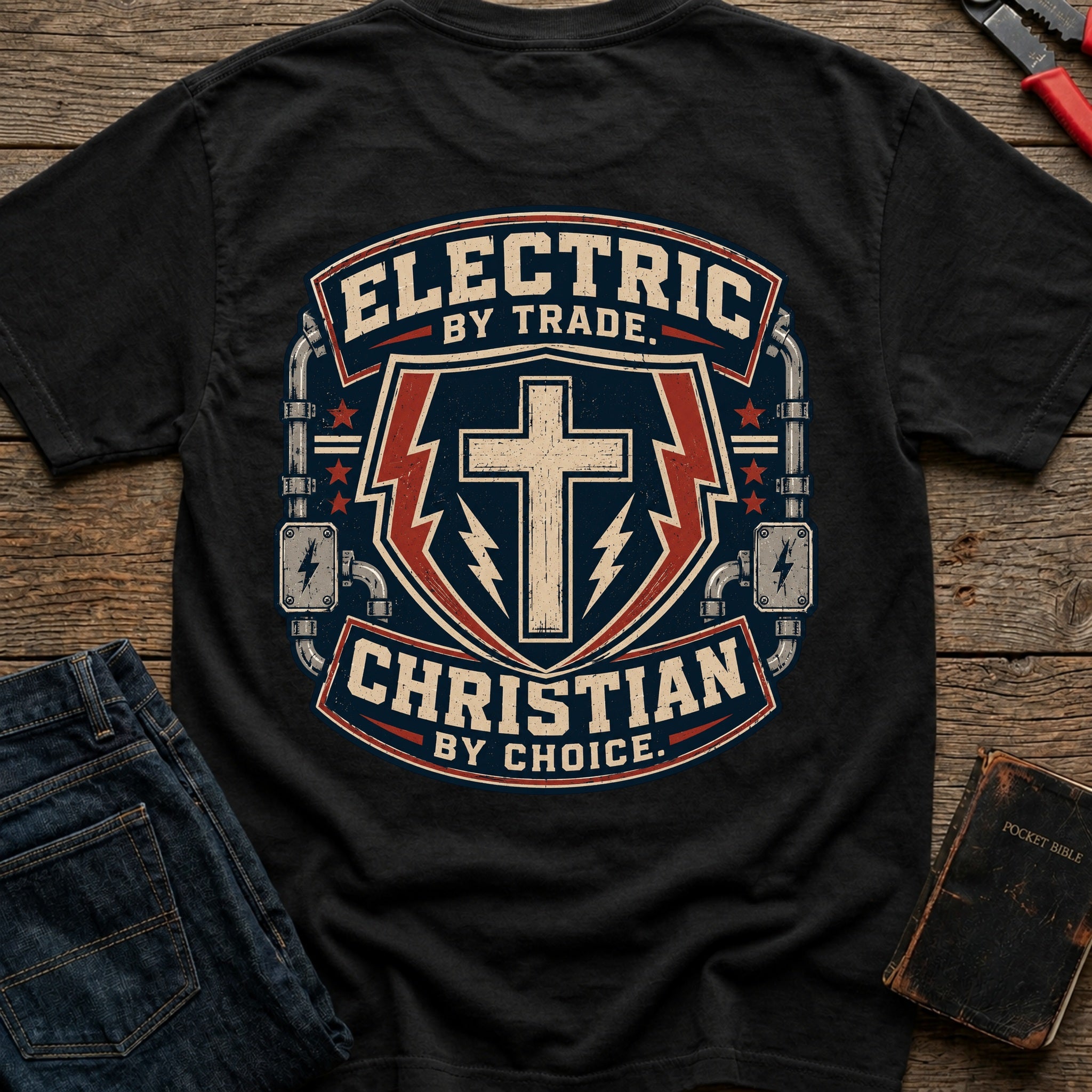 CrossGritOS|asset=106|template=4|color=Black|view=back|file=Electric-By-Trade-Christian-By-Choice---T-Shirt-6a4d30844a92d0d7f600a8d9-printify-art-1-2_Black_back_template-4.jpg