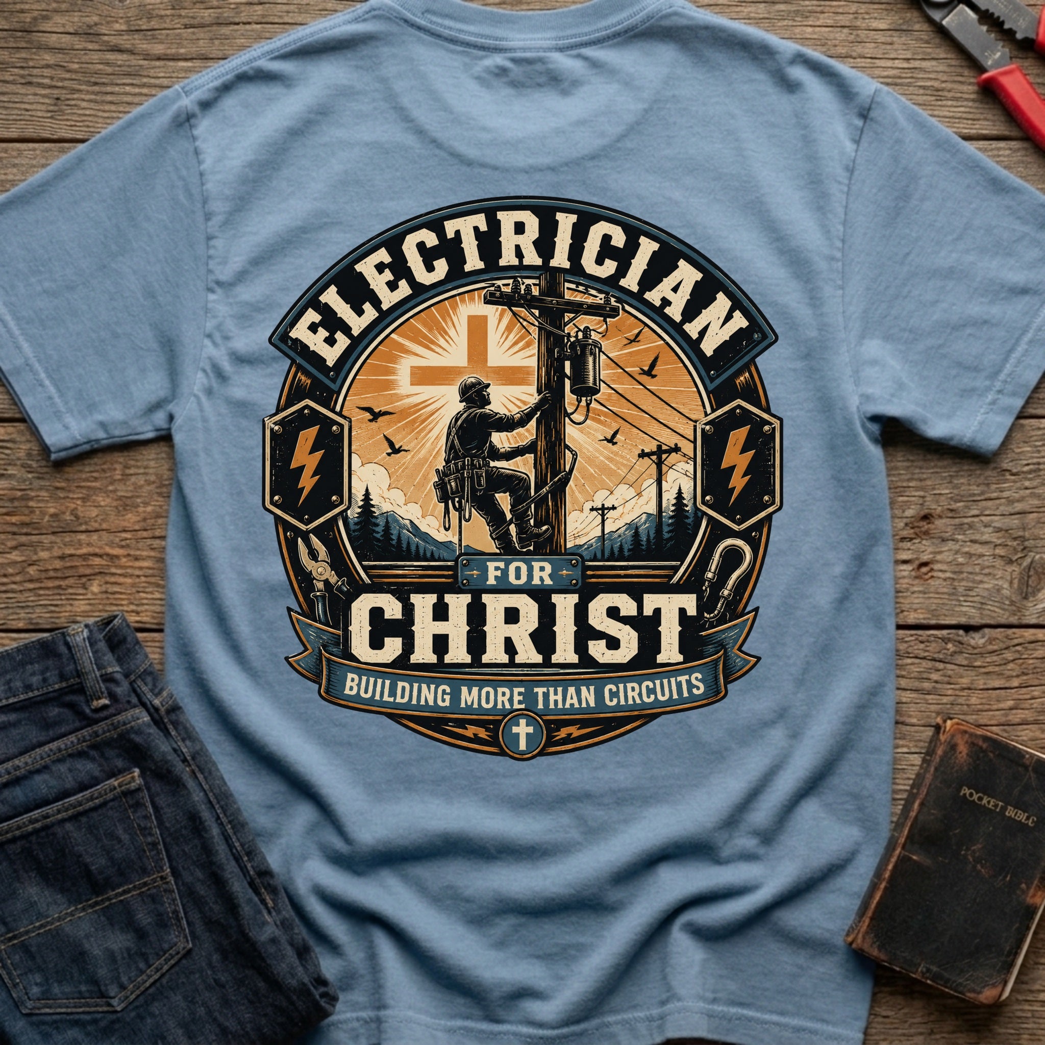 CrossGritOS|asset=52|template=6|color=Blue Jean|view=back|file=Electrician-for-Christ-T-Shirt-6a553726566692467d038d83-printify-art-1-2_Blue-Jean_back_template-6.jpg