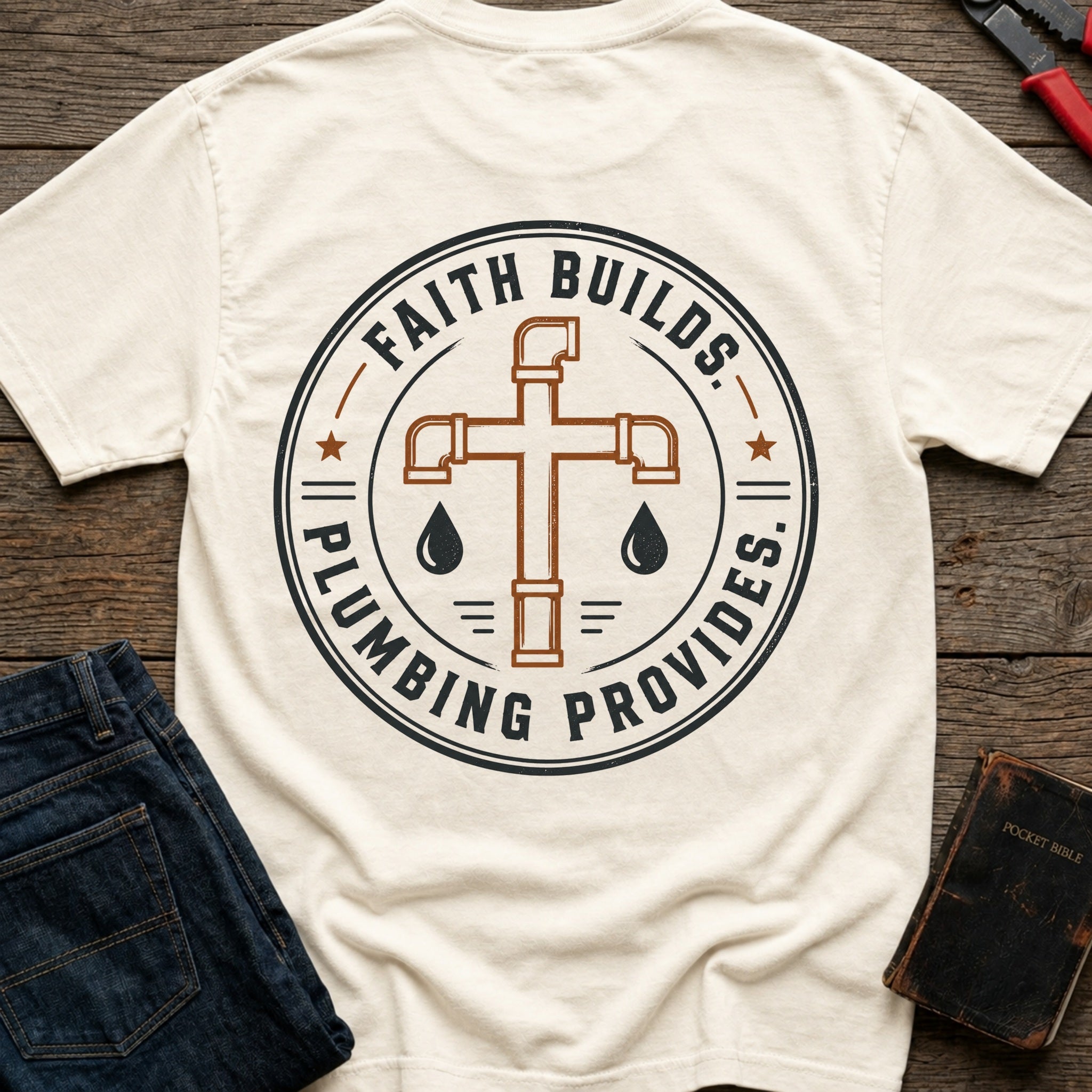 CrossGritOS|asset=31|template=3|color=Ivory|view=back|file=Faith-Builds-Plumbing-Provides-T-Shirt-6a56b62ad358db9acf0b1535-printify-art-1-2_Ivory_back_template-3.jpg