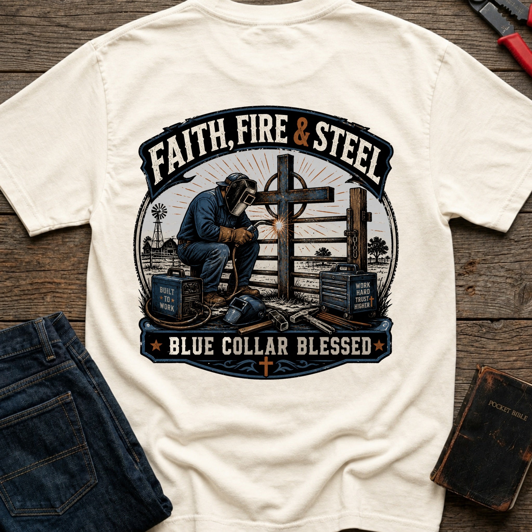 CrossGritOS|asset=78|template=3|color=Ivory|view=back|file=Faith-Fire-Steel-T-Shirt-6a4fe2bc435f537ab70d31bc-printify-art-1-2_Ivory_back_template-3.jpg
