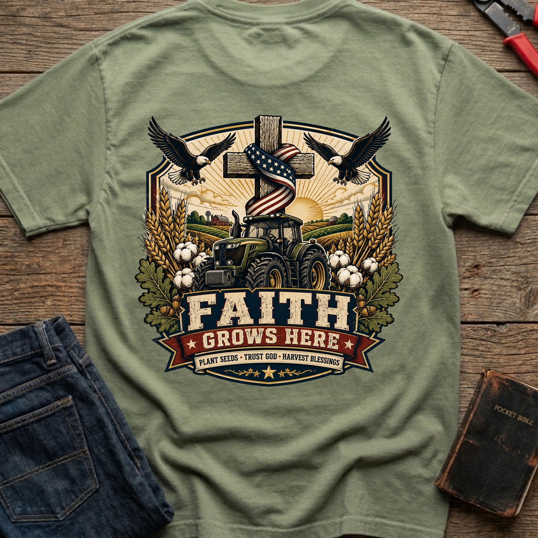 CrossGritOS|asset=65|template=5|color=Moss|view=back|file=Faith-Grows-Here-T-Shirt-6a4ffee633e834246305db95-printify-art-1-2_Moss_back_template-5.jpg