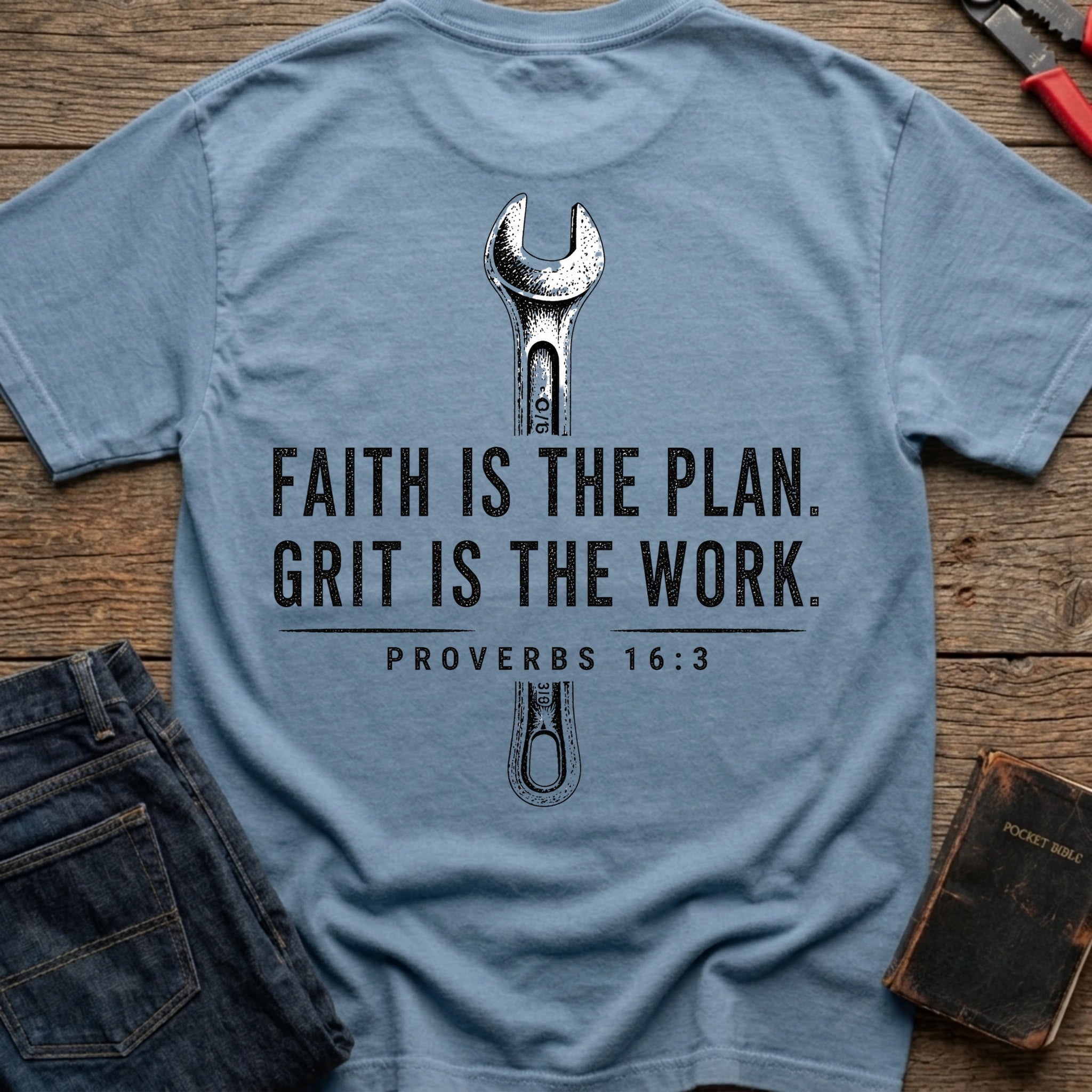 CrossGritOS|asset=40|template=6|color=Blue Jean|view=back|file=Faith-Is-The-Plan-Grit-Is-The-Work-T-Shirt-6a555f1dbee59db69d0fea11-printify-art-2-2_Blue-Jean_back_template-6.jpg