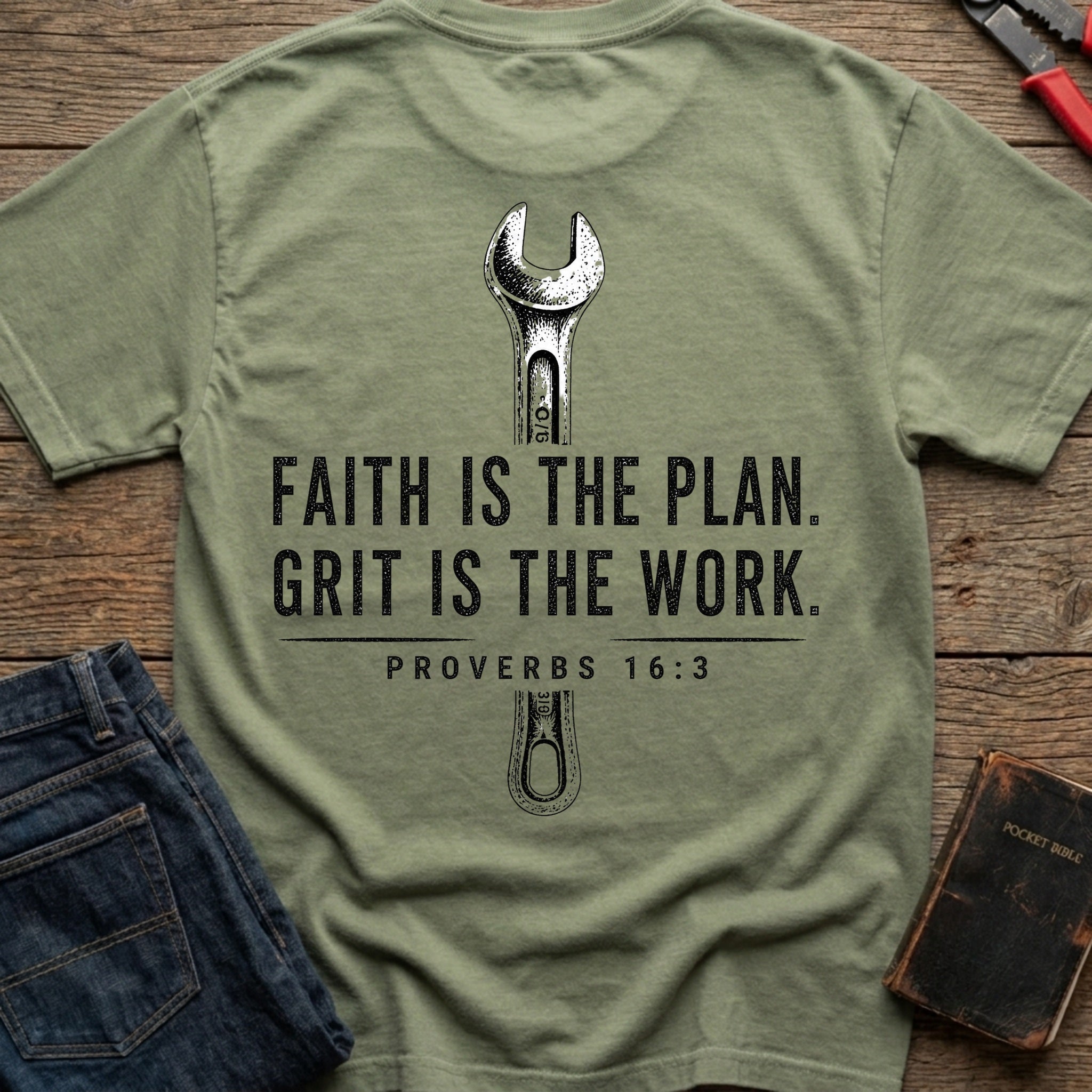 CrossGritOS|asset=40|template=5|color=Moss|view=back|file=Faith-Is-The-Plan-Grit-Is-The-Work-T-Shirt-6a555f1dbee59db69d0fea11-printify-art-2-2_Moss_back_template-5.jpg