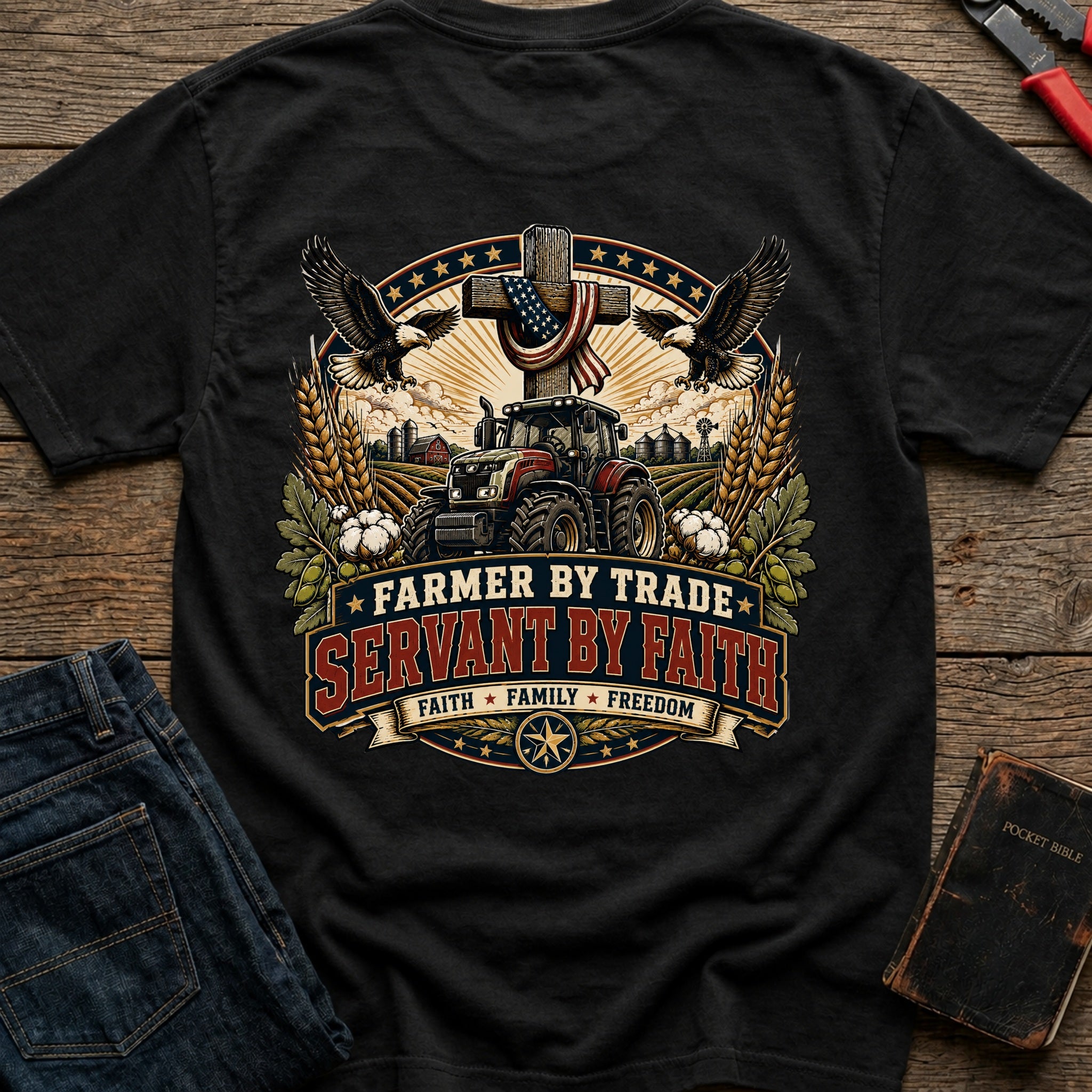 CrossGritOS|asset=62|template=4|color=Black|view=back|file=Farmer-By-Trade-Servant-By-Faith-T-Shirt-6a4fffedf2038250b80c9cdd-printify-art-1-2_Black_back_template-4.jpg