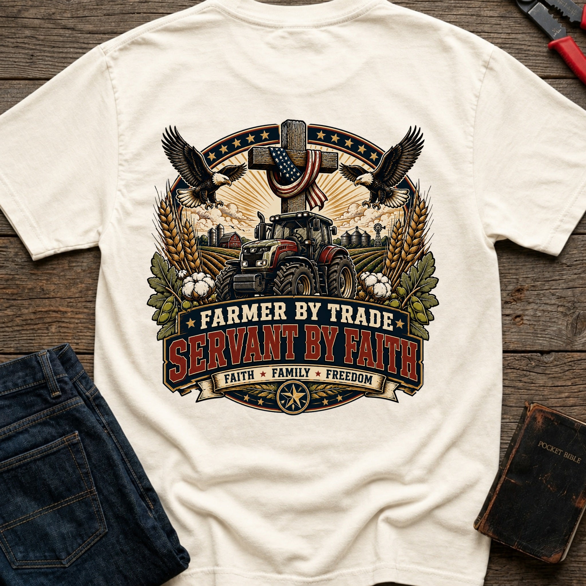 CrossGritOS|asset=62|template=3|color=Ivory|view=back|file=Farmer-By-Trade-Servant-By-Faith-T-Shirt-6a4fffedf2038250b80c9cdd-printify-art-1-2_Ivory_back_template-3.jpg