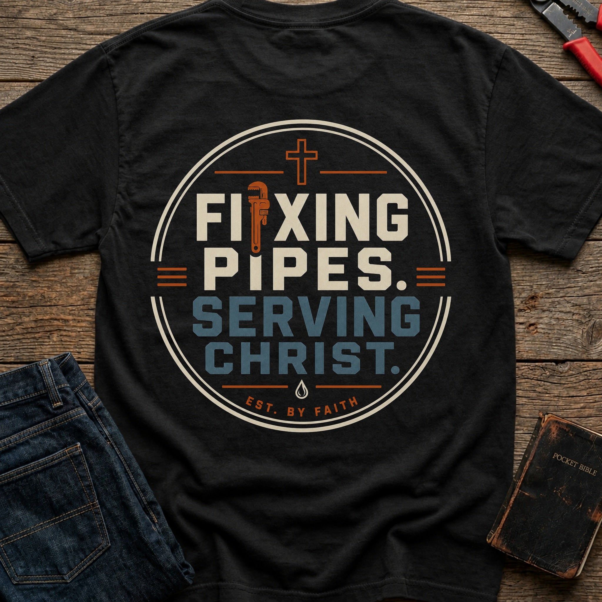 CrossGritOS|asset=26|template=4|color=Black|view=back|file=Fixing-Pipes-Serving-Christ-T-Shirt-6a56b7ebb7b40dcd7101abe6-printify-art-2-2_Black_back_template-4.jpg