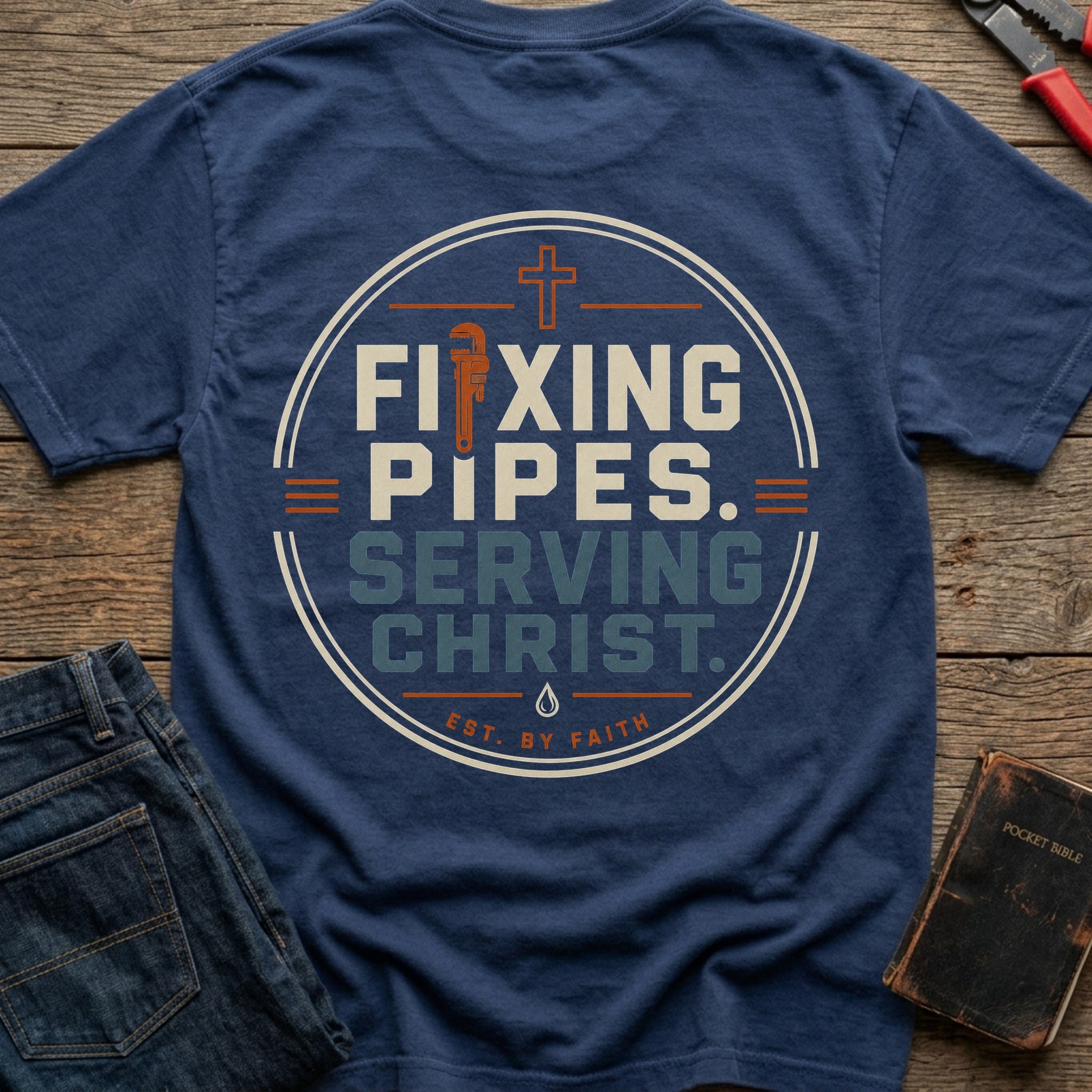CrossGritOS|asset=26|template=2|color=Navy|view=back|file=Fixing-Pipes-Serving-Christ-T-Shirt-6a56b7ebb7b40dcd7101abe6-printify-art-2-2_Navy_back_template-2.jpg