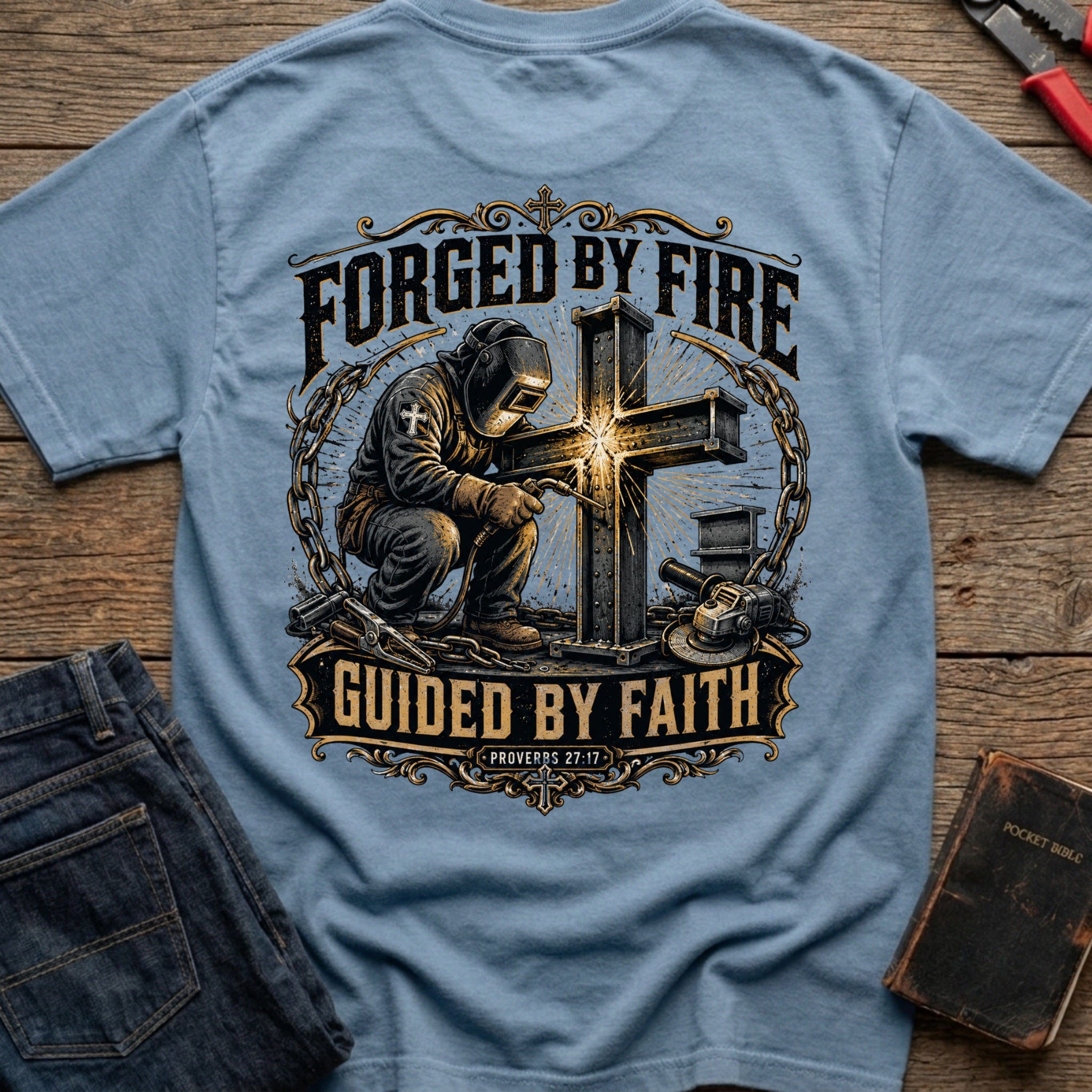 CrossGritOS|asset=76|template=6|color=Blue Jean|view=back|file=Forged-By-Fire-T-Shirt-6a4fe36c40df2184180f7db4-printify-art-1-2_Blue-Jean_back_template-6.jpg
