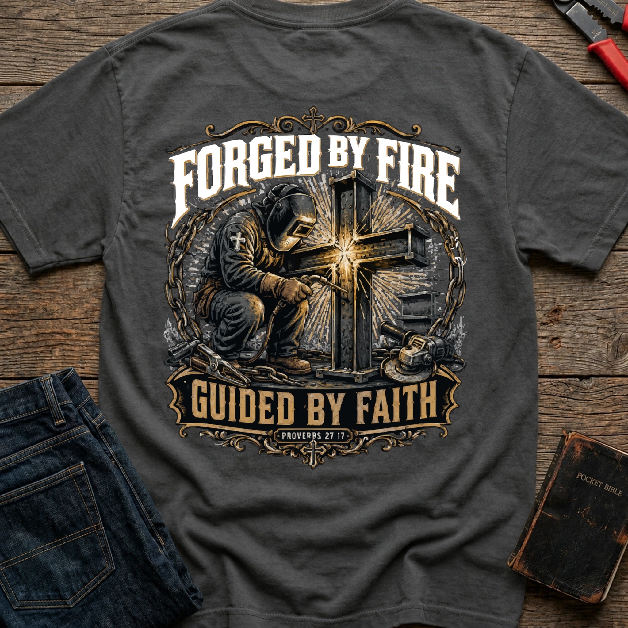CrossGritOS|asset=76|template=1|color=Pepper|view=back|file=Forged-By-Fire-T-Shirt-6a4fe36c40df2184180f7db4-printify-art-2-2_Pepper_back_template-1.jpg