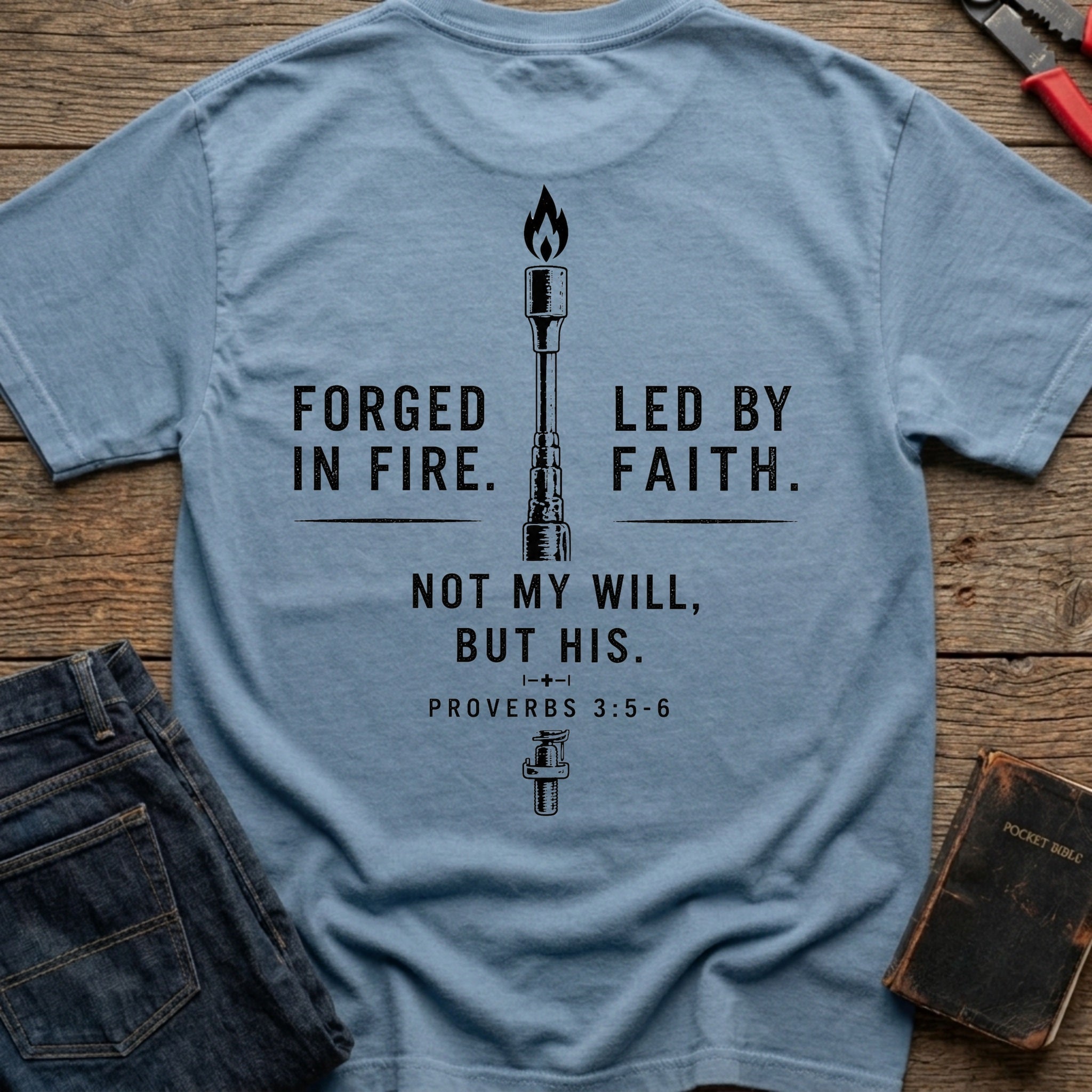 CrossGritOS|asset=39|template=6|color=Blue Jean|view=back|file=Forged-In-Fire-Led-By-Faith-T-Shirt-6a556098184895d345018cf4-printify-art-1-2_Blue-Jean_back_template-6.jpg