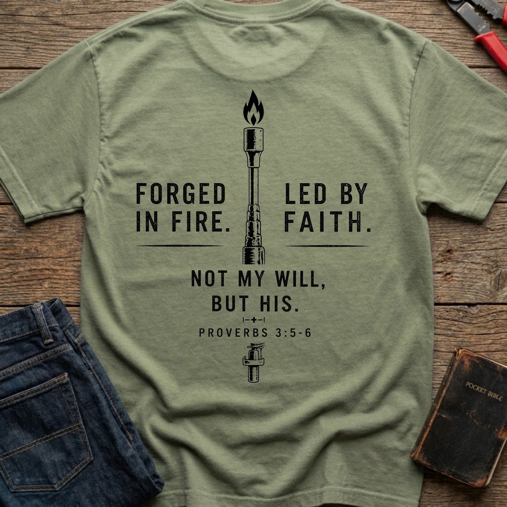 CrossGritOS|asset=39|template=5|color=Moss|view=back|file=Forged-In-Fire-Led-By-Faith-T-Shirt-6a556098184895d345018cf4-printify-art-1-2_Moss_back_template-5.jpg
