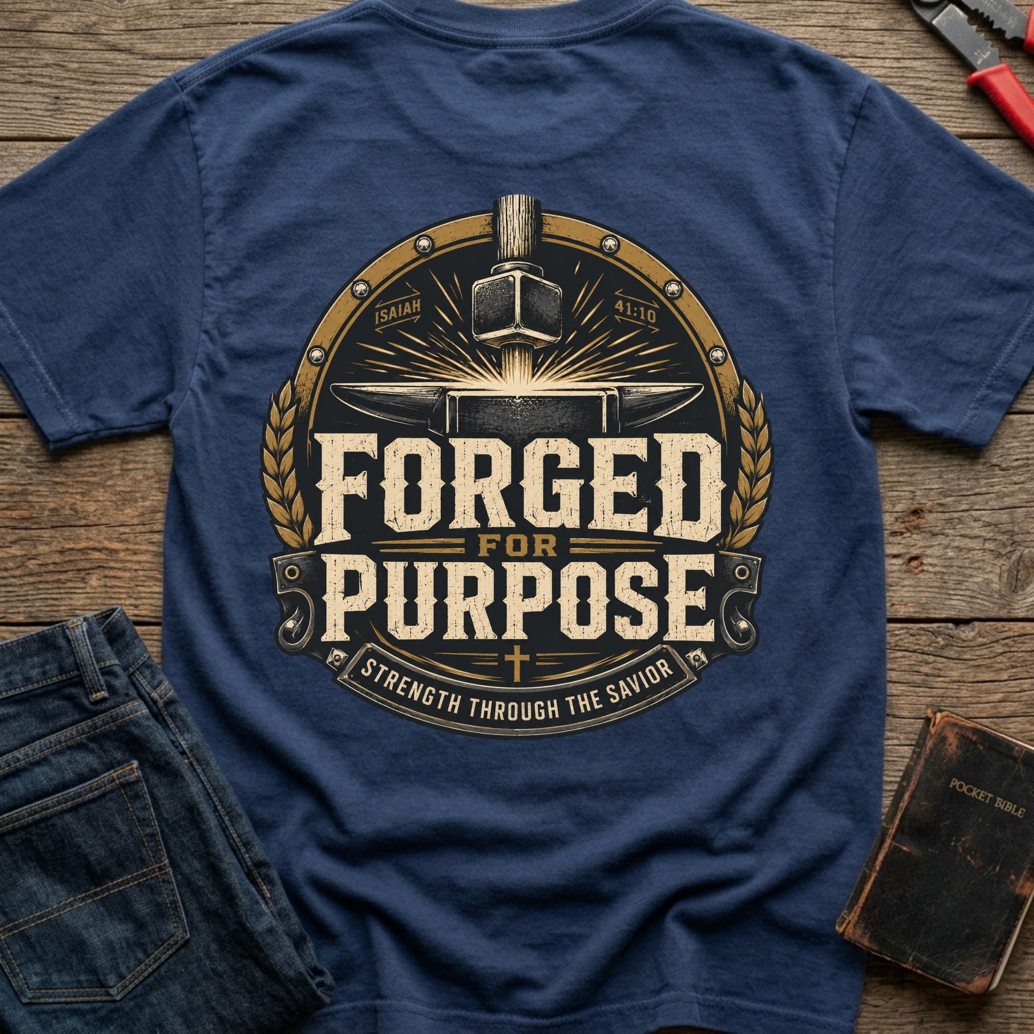 CrossGritOS|asset=18|template=2|color=Navy|view=back|file=Forged-for-Purpose-T-Shirt-6a5806d2e13ab1a7cf0296fa-printify-art-1-2_Navy_back_template-2.jpg