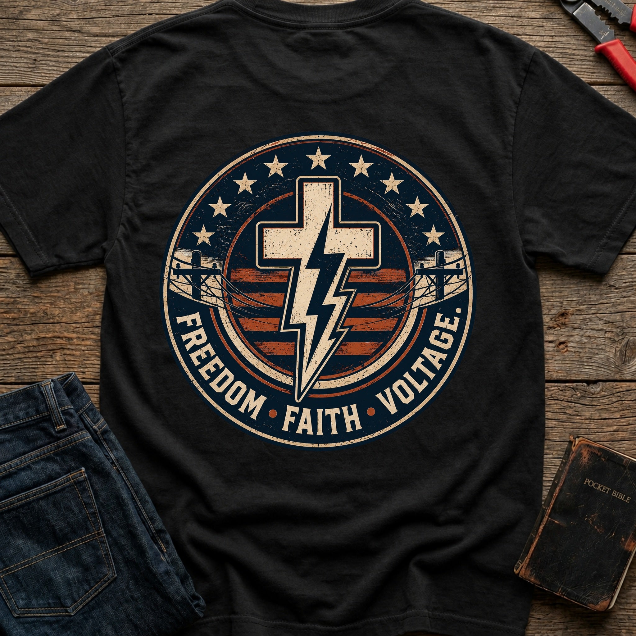 CrossGritOS|asset=50|template=4|color=Black|view=back|file=Freedom-Faith-Voltage-T-Shirt-6a553909ca43ca1a190e4460-printify-art-1-2_Black_back_template-4.jpg