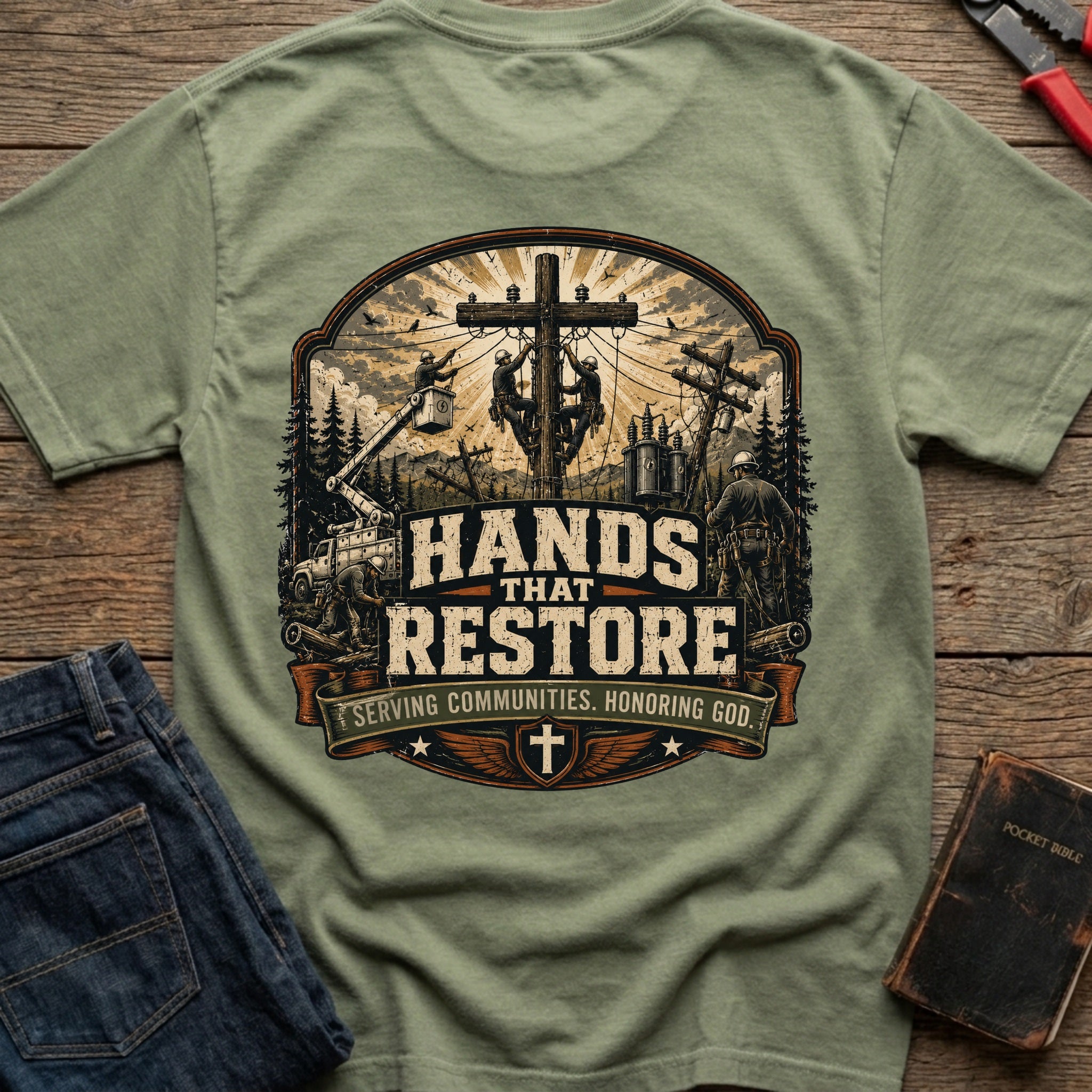 CrossGritOS|asset=47|template=5|color=Moss|view=back|file=Hands-That-Restore-Honoring-GOD-T-Shirt-6a553bb8dea358be2a00c804-printify-art-1-2_Moss_back_template-5.jpg