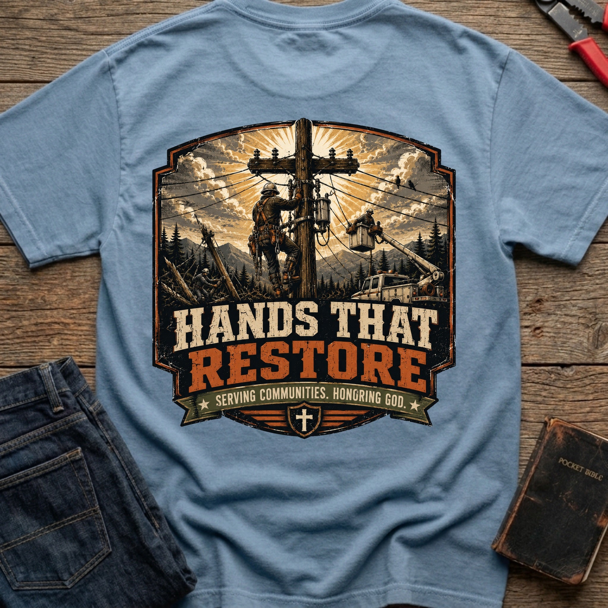 CrossGritOS|asset=48|template=6|color=Blue Jean|view=back|file=Hands-That-Restore-T-Shirt-6a553b4abee59db69d0fc9d6-printify-art-1-2_Blue-Jean_back_template-6.jpg