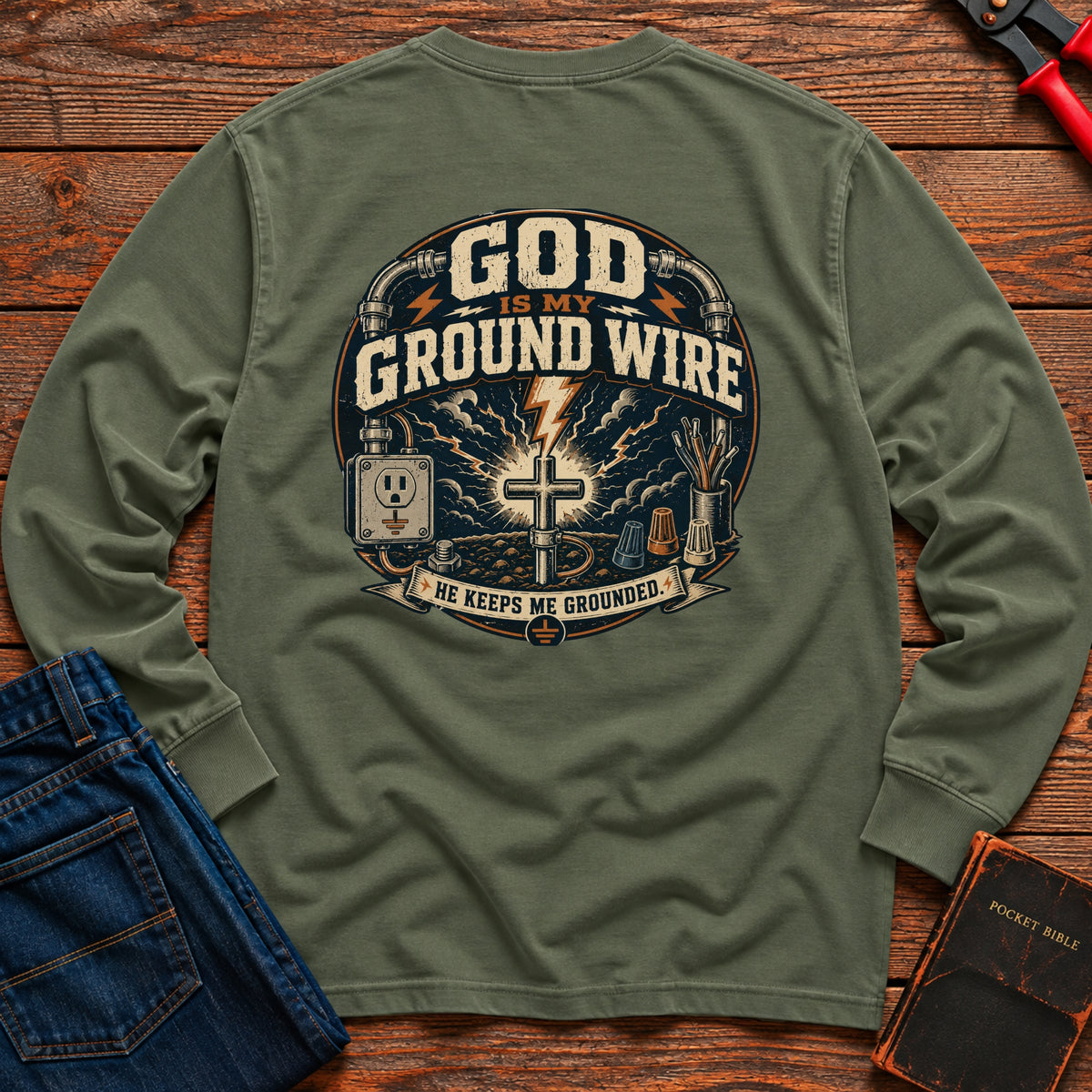 God Is My Ground Wire Long Sleeve T-Shirt