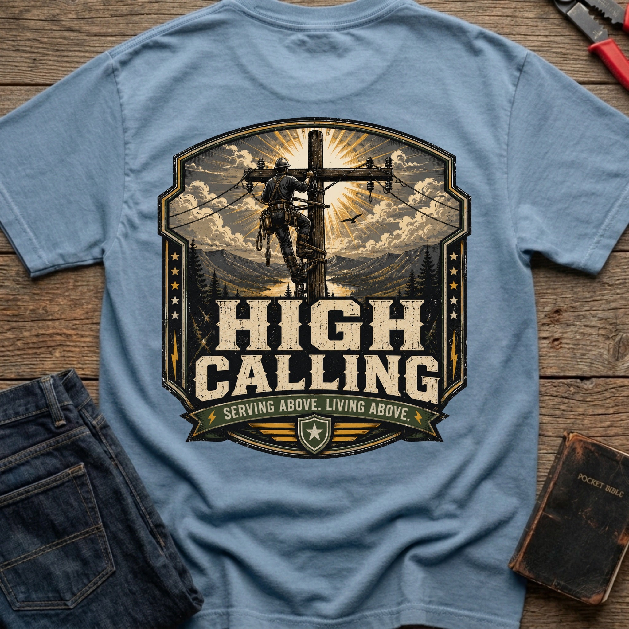 CrossGritOS|asset=46|template=6|color=Blue Jean|view=back|file=High-Calling-T-Shirt-6a553c42b9f1b2f4e0050755-printify-art-1-2_Blue-Jean_back_template-6.jpg