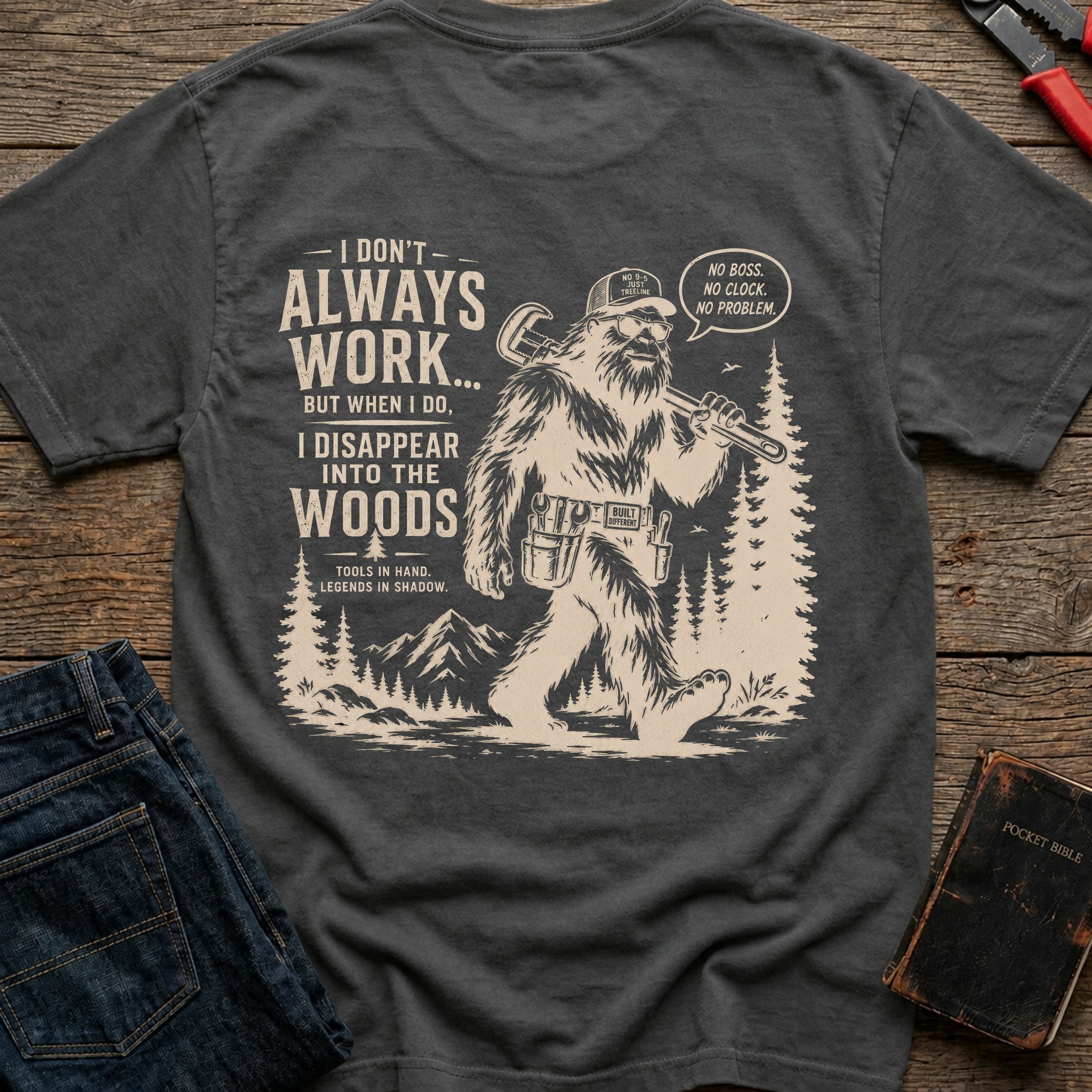 CrossGritOS|asset=86|template=1|color=Pepper|view=back|file=I-Don-t-Always-Work-But-When-I-Do-I-Disappear-Into-The-Woods-Bigfoot-T-Shirt-6a4d3c50d401cc3803061d65-printify-art-2-2_Pepper_back_template-1.jpg