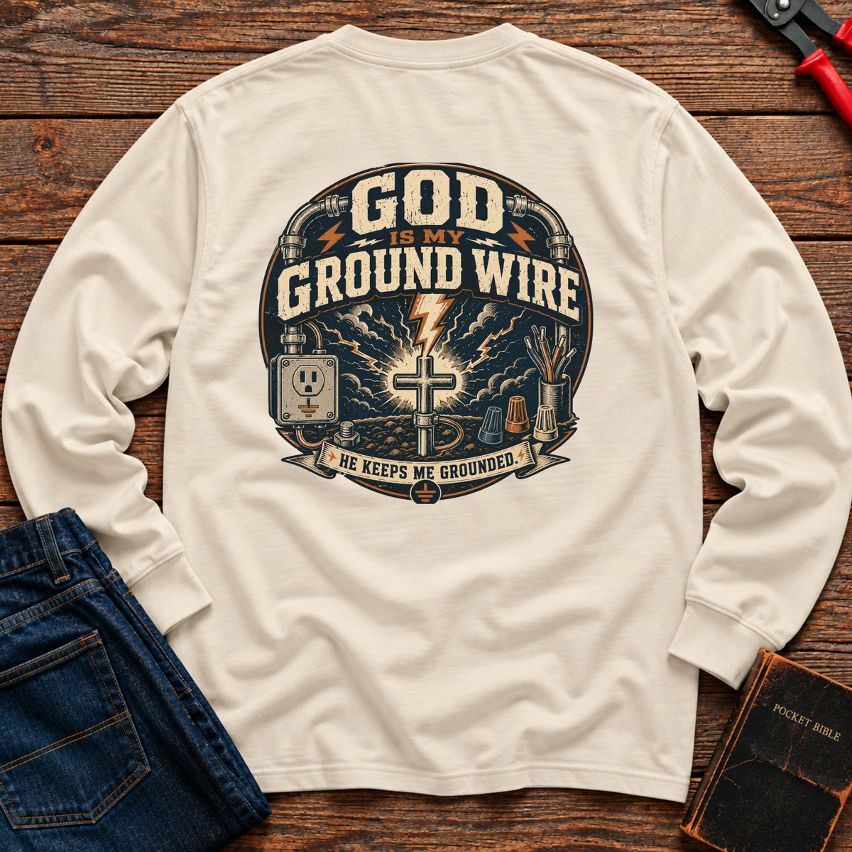 God Is My Ground Wire Long Sleeve T-Shirt