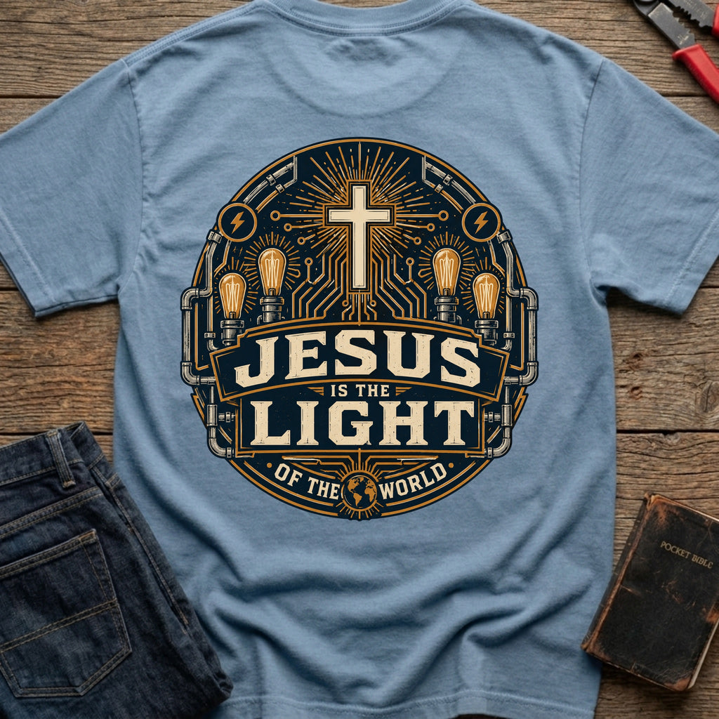 CrossGritOS|asset=104|template=6|color=Blue Jean|view=back|file=Jesus-Is-The-Light-of-The-World-T-Shirt-6a4d3180792210fee9060bd2-printify-art-1-2_Blue-Jean_back_template-6.jpg
