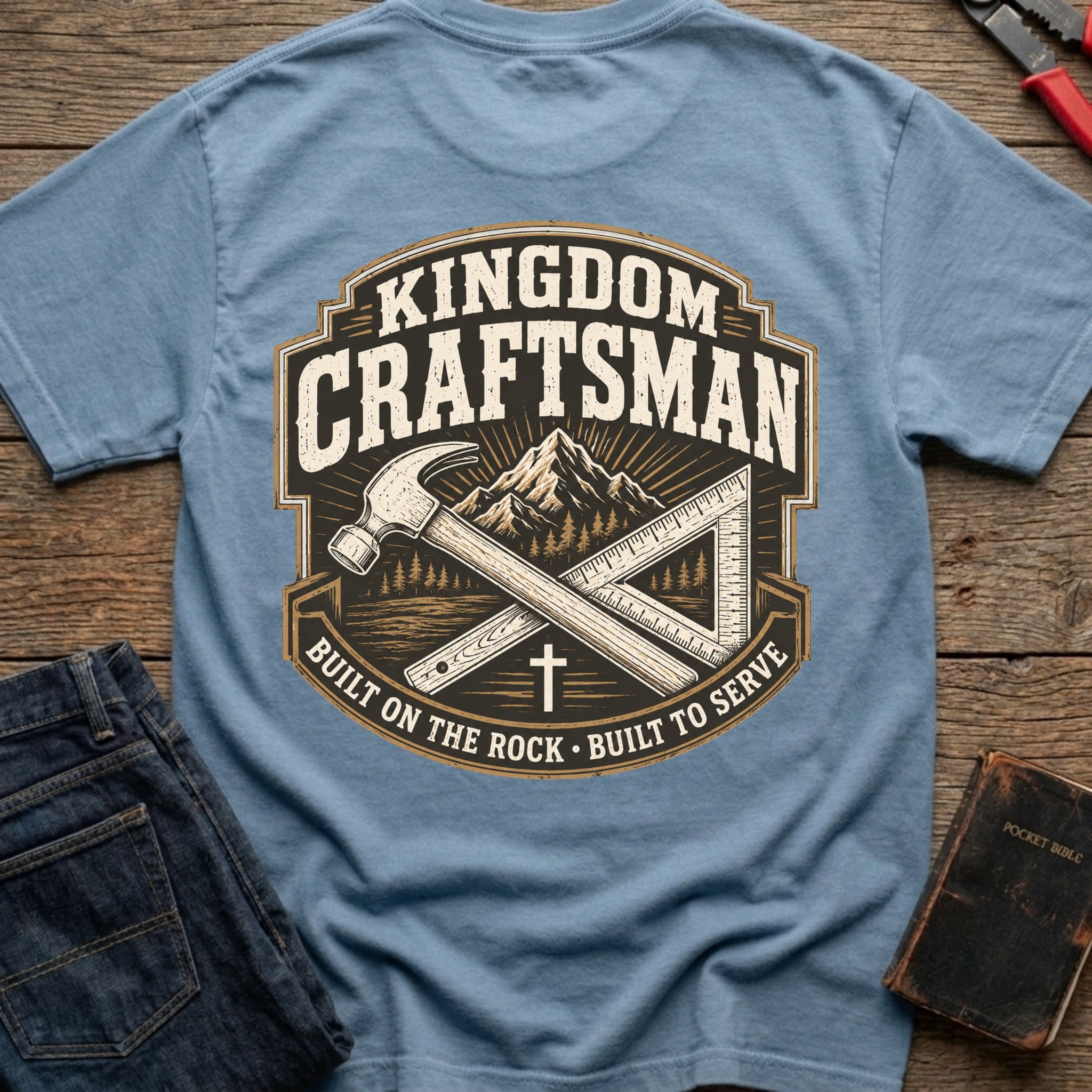 CrossGritOS|asset=16|template=6|color=Blue Jean|view=back|file=Kingdom-Craftsman-T-Shirt-6a58079554e8d47b5007ec77-printify-art-1-2_Blue-Jean_back_template-6.jpg
