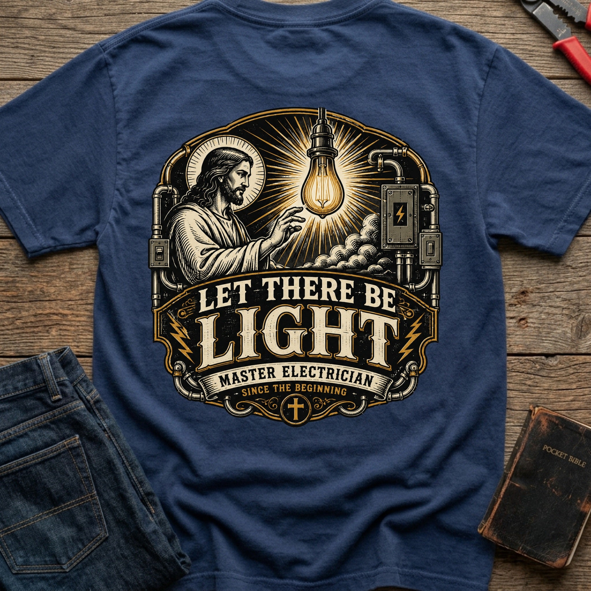 CrossGritOS|asset=103|template=2|color=Navy|view=back|file=Let-There-Be-Light-Master-Electrician-T-Shirt-6a4d31fb4b4628b46f0d720e-printify-art-1-2_Navy_back_template-2.jpg