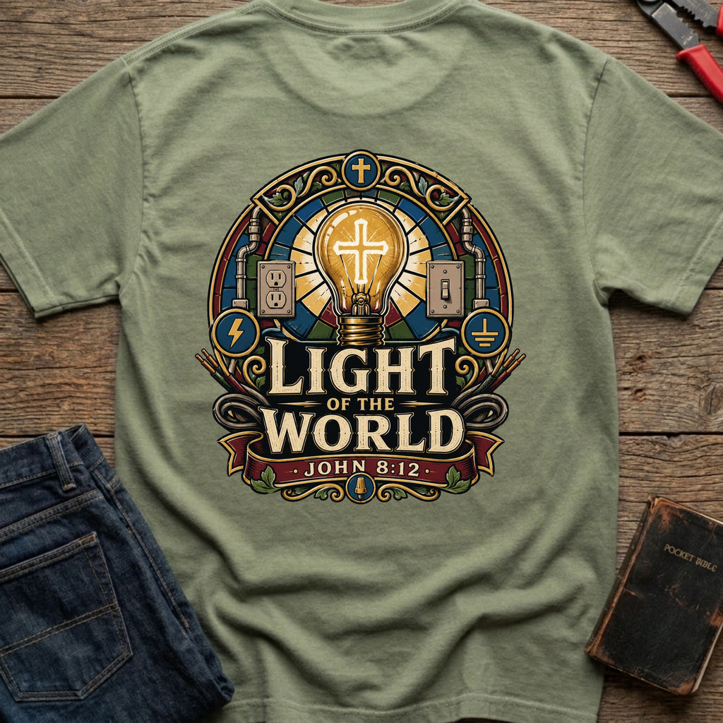 CrossGritOS|asset=100|template=5|color=Moss|view=back|file=Light-of-The-World-T-Shirt-6a4d334439c8b083da004e85-printify-art-1-2_Moss_back_template-5.jpg