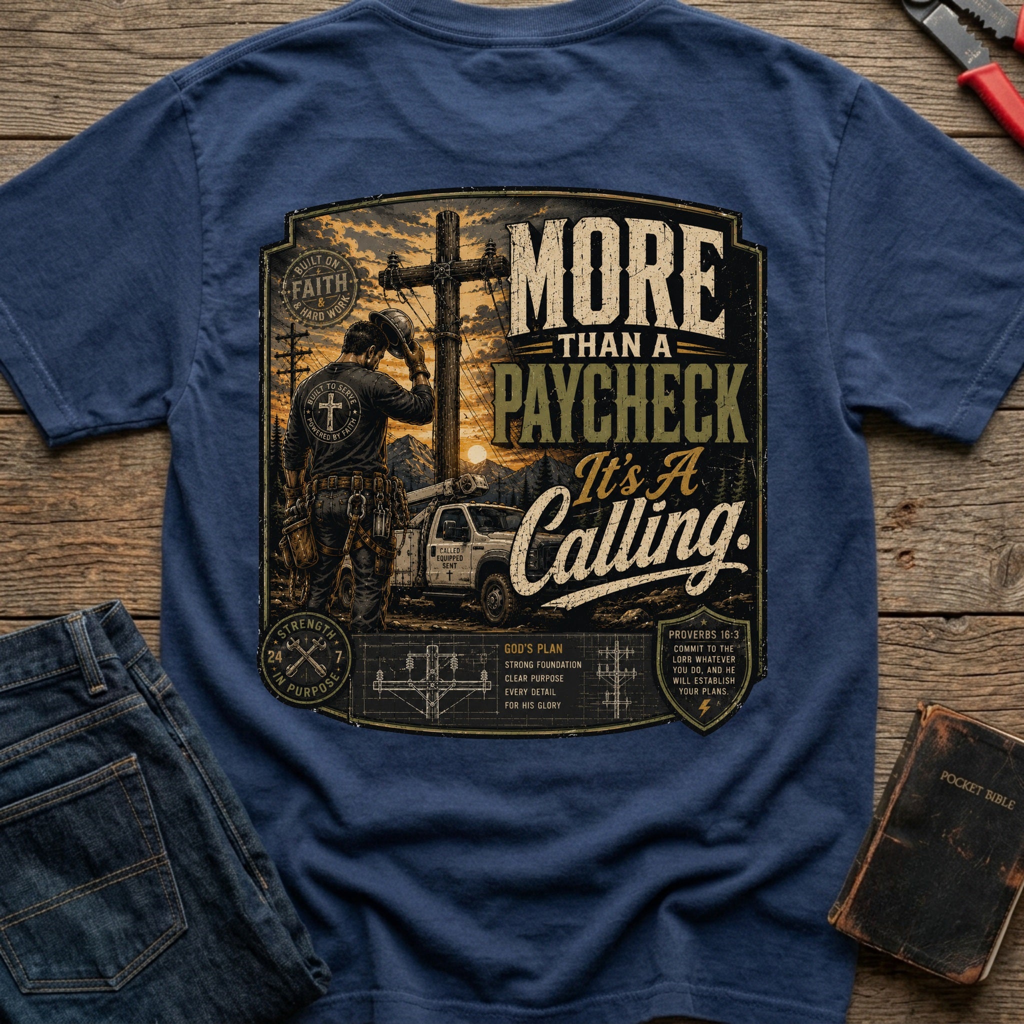 CrossGritOS|asset=44|template=2|color=Navy|view=back|file=More-Than-a-Paycheck-It-s-a-Calling-T-Shirt-6a553e3e566692467d0393e1-printify-art-1-2_Navy_back_template-2.jpg
