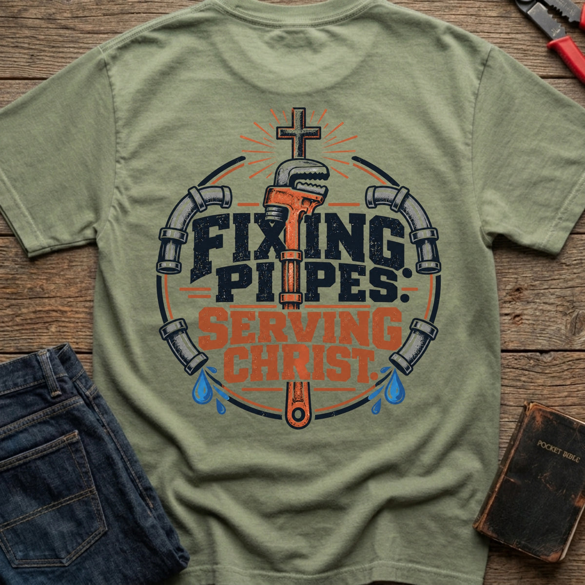 Fixing Pipes Serving Christ T-Shirt