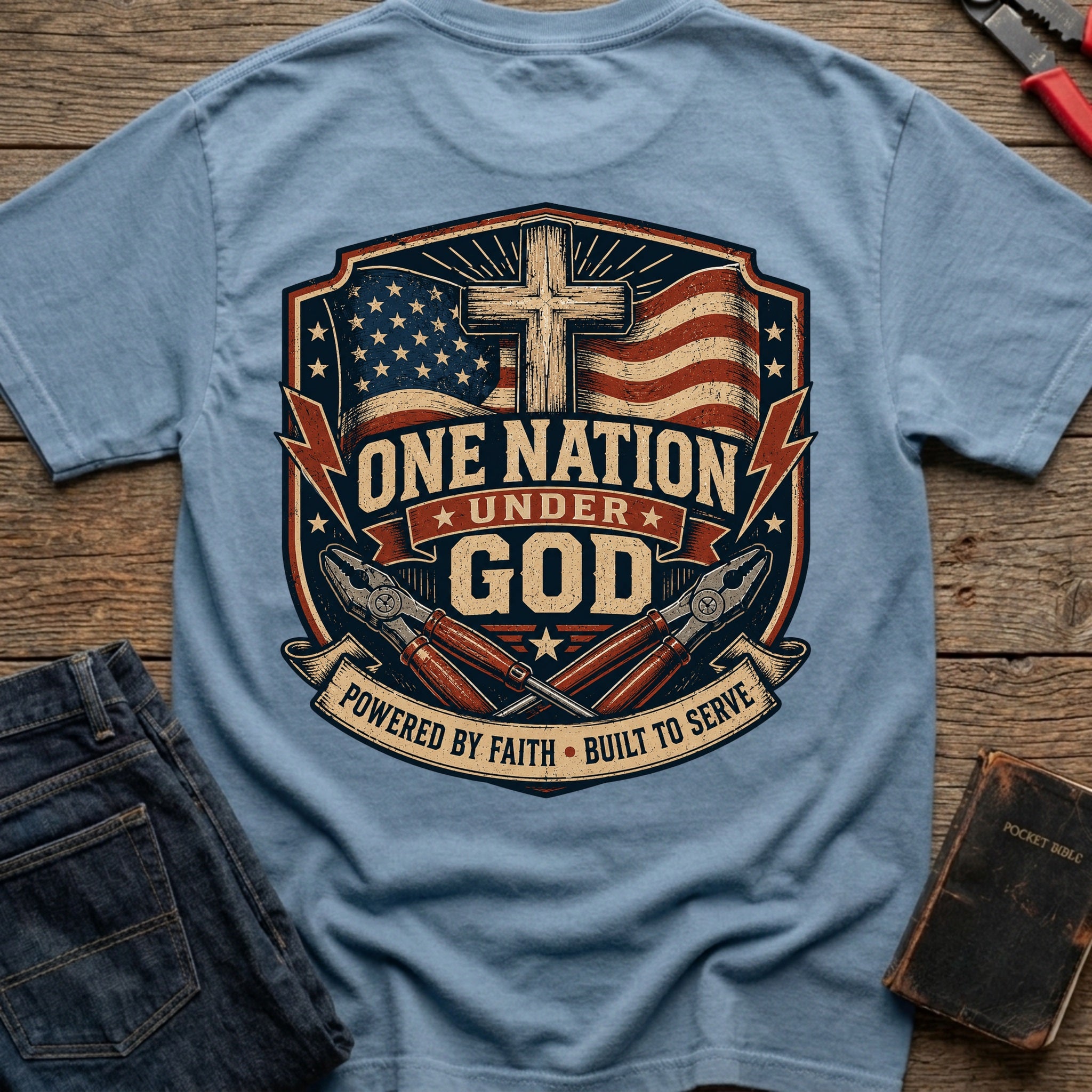 CrossGritOS|asset=98|template=6|color=Blue Jean|view=back|file=One-Nation-Under-GOD-T-Shirt-6a4d341f1fb3f5362a01faba-printify-art-1-2_Blue-Jean_back_template-6.jpg
