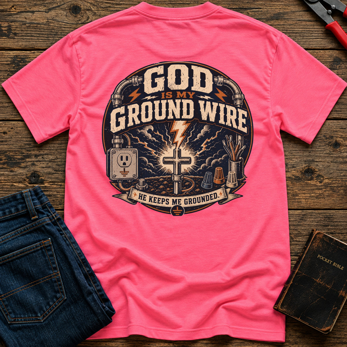 God Is My Ground Wire Hi-Vis T-Shirt