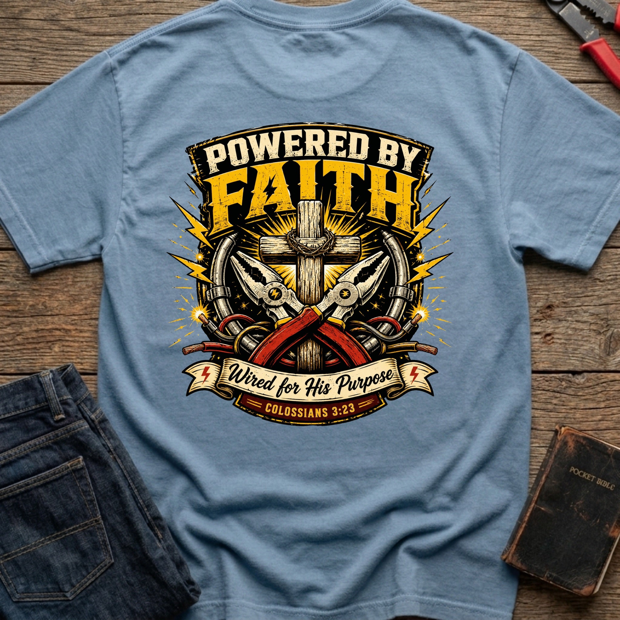 CrossGritOS|asset=97|template=6|color=Blue Jean|view=back|file=Powered-By-Faith-Wired-for-His-Purpose-T-Shirt-6a4d348a792210fee9060ec9-printify-art-1-2_Blue-Jean_back_template-6.jpg