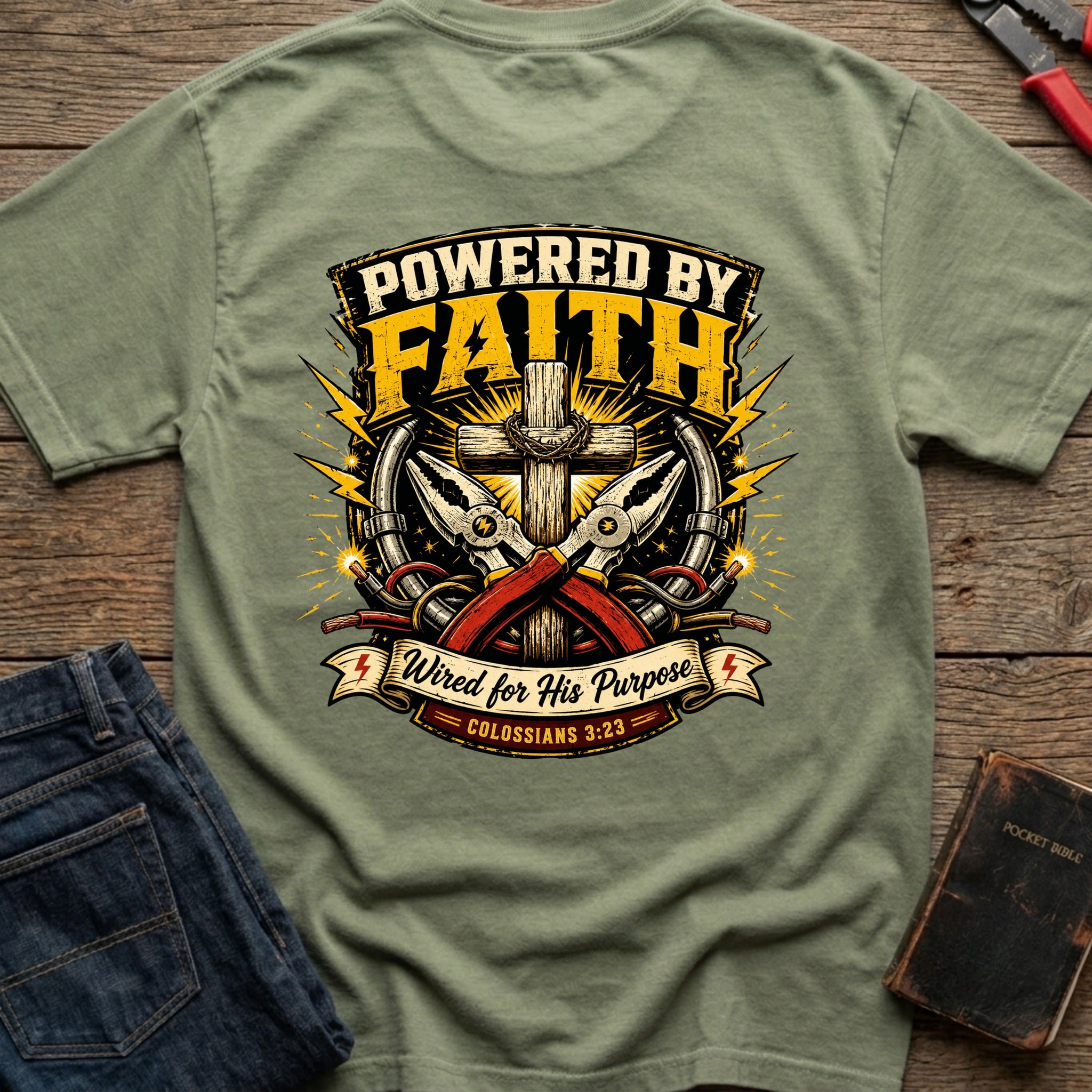 CrossGritOS|asset=97|template=5|color=Moss|view=back|file=Powered-By-Faith-Wired-for-His-Purpose-T-Shirt-6a4d348a792210fee9060ec9-printify-art-1-2_Moss_back_template-5.jpg
